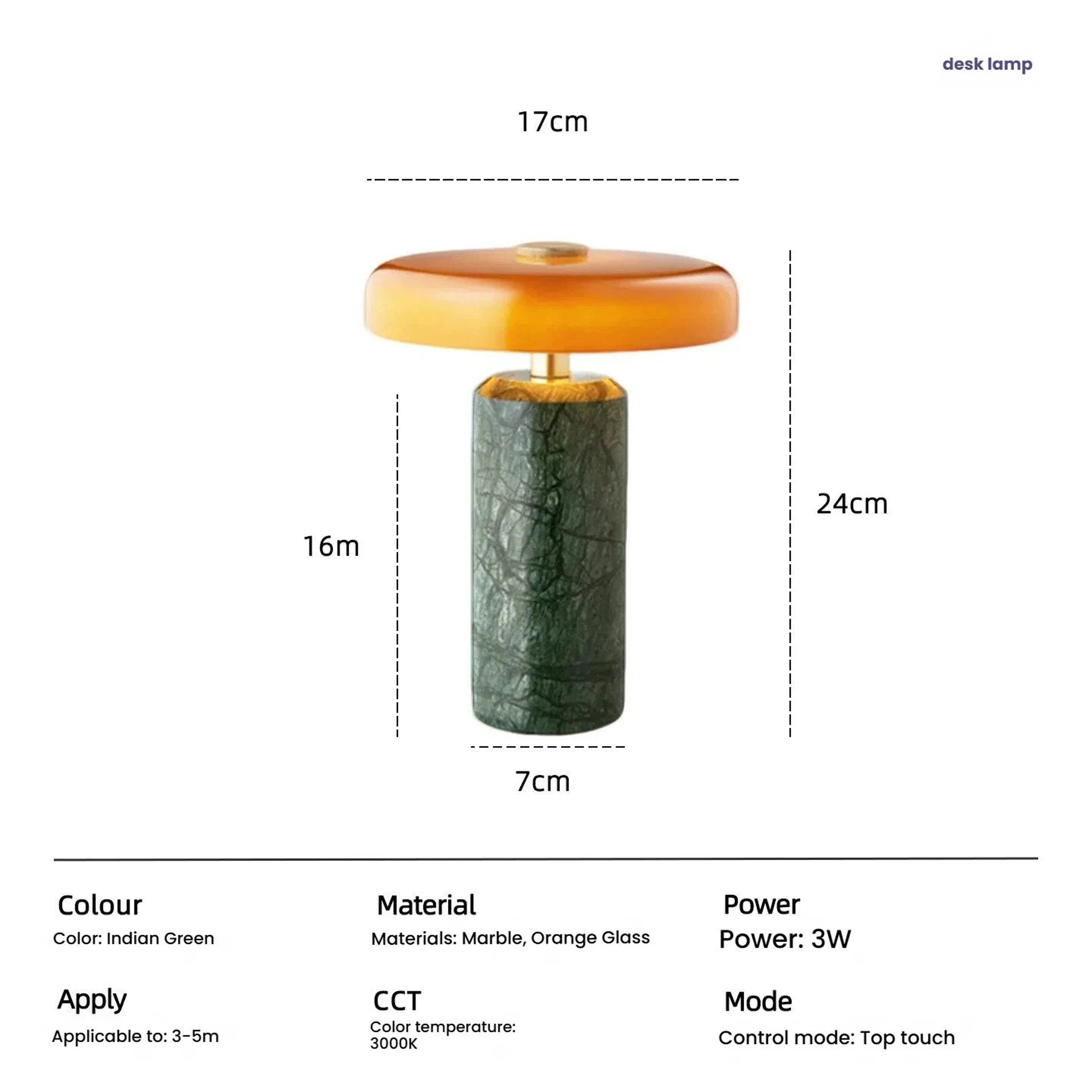 Luxury Rechargeable Table Lamp With Glass Shade  Marble Base  USB Warm Light Ambient Bedside Lamp 9