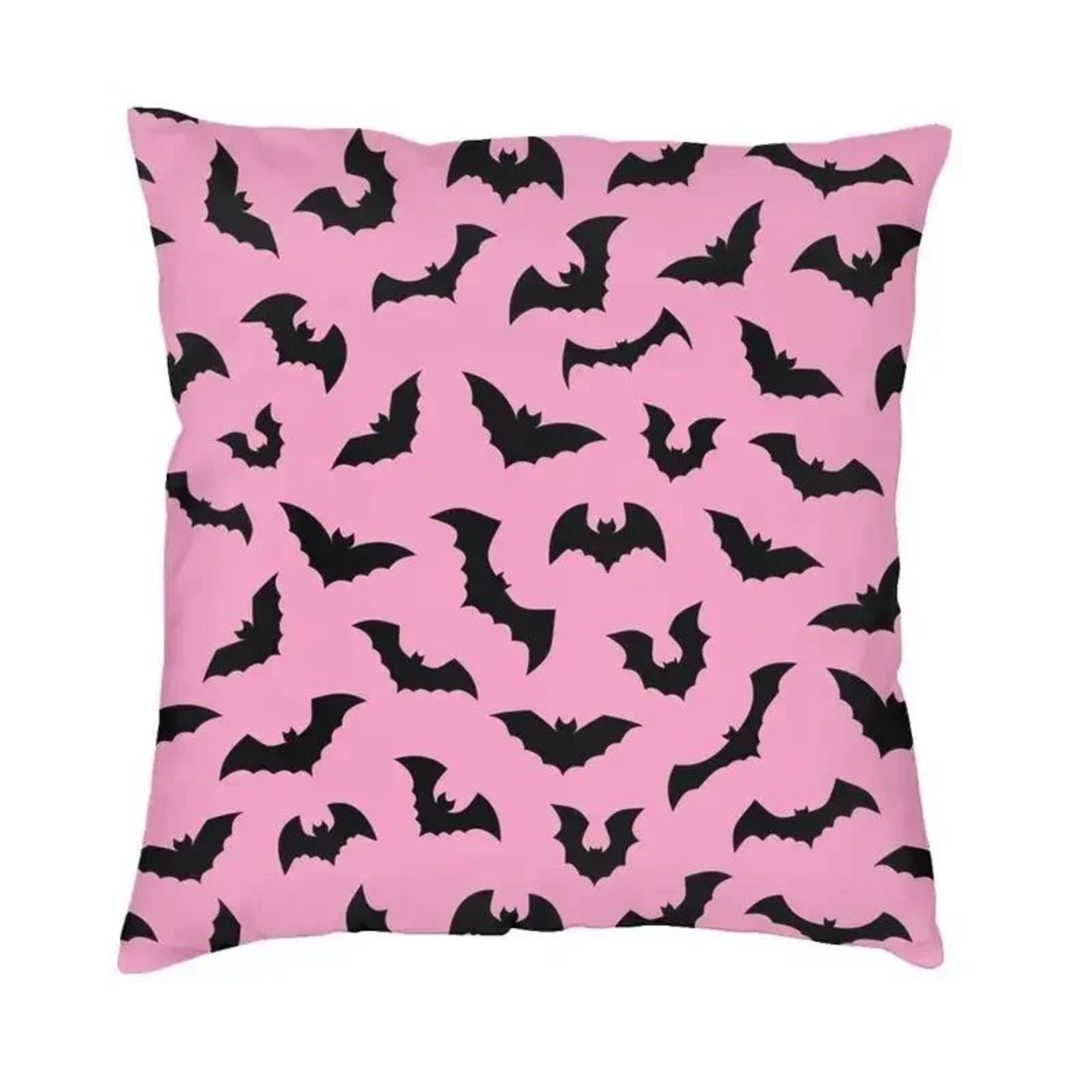 Pastel Goth Pillow Cover  Pink  Black Bat Halloween Throw Pillow Cover 45x45cm 1