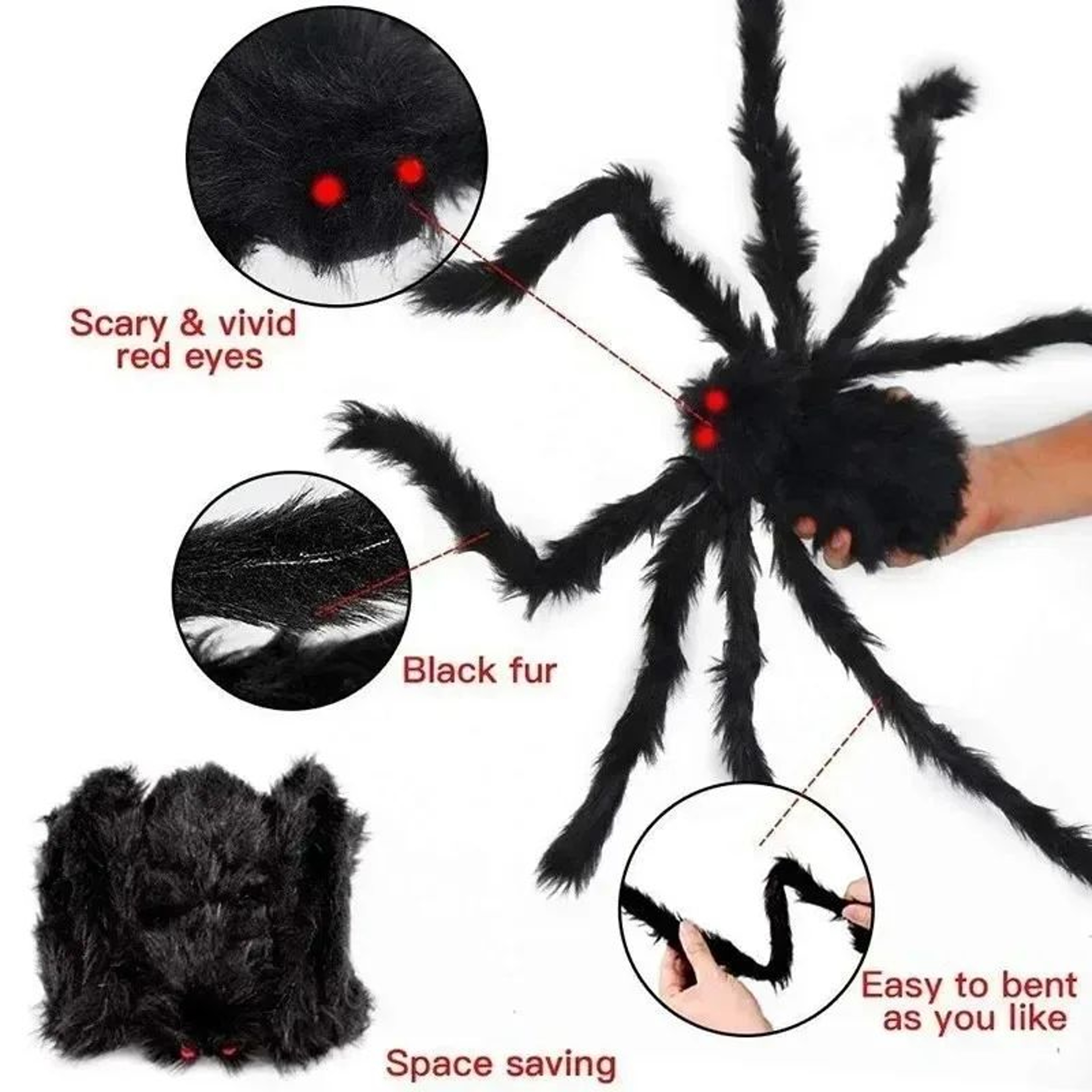 Giant Plush Spider Halloween Decoration For Indoor  Outdoor Haunted Displays 3