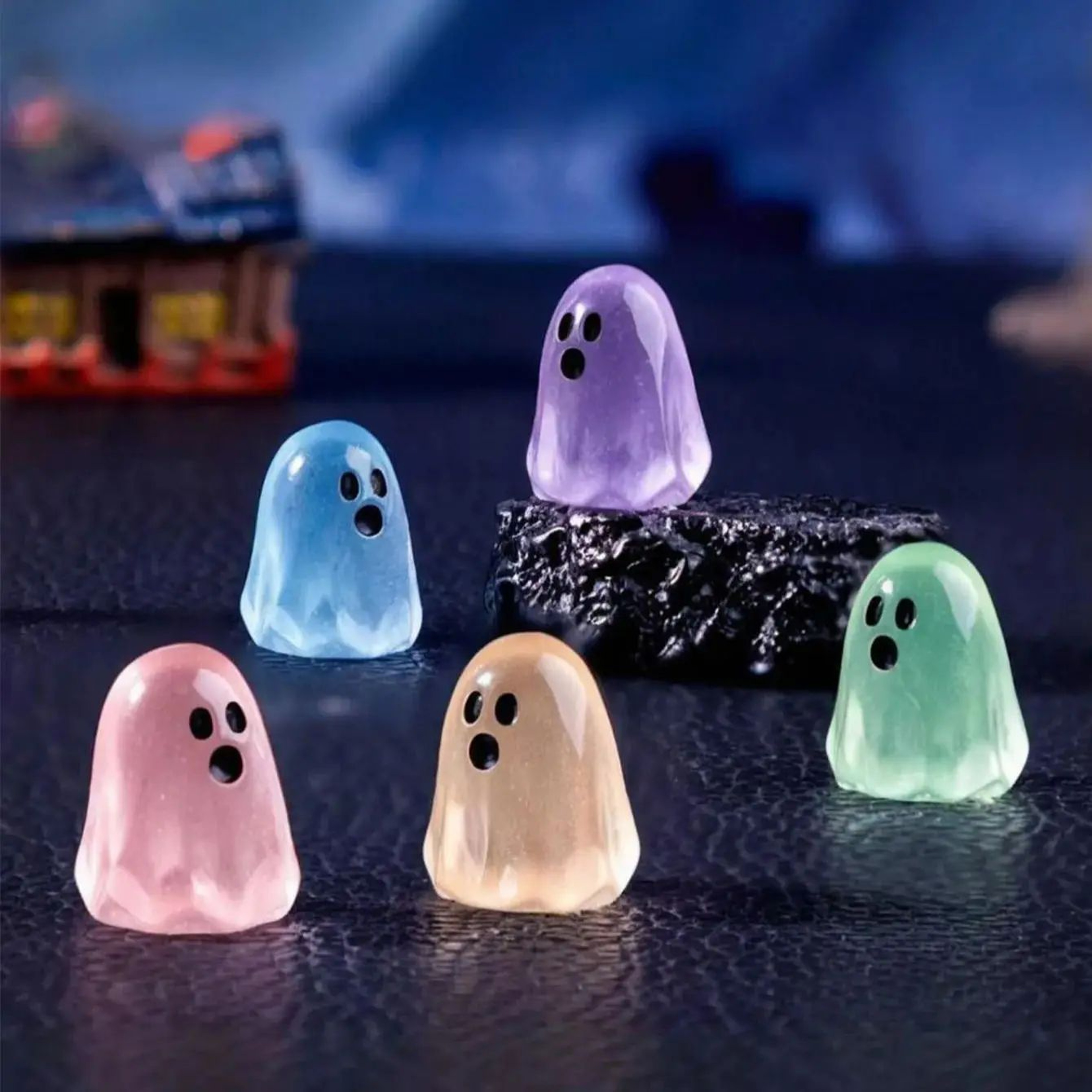 Moonlit Minis Glow In The Dark Ghost Figurines For Halloween Decor 2