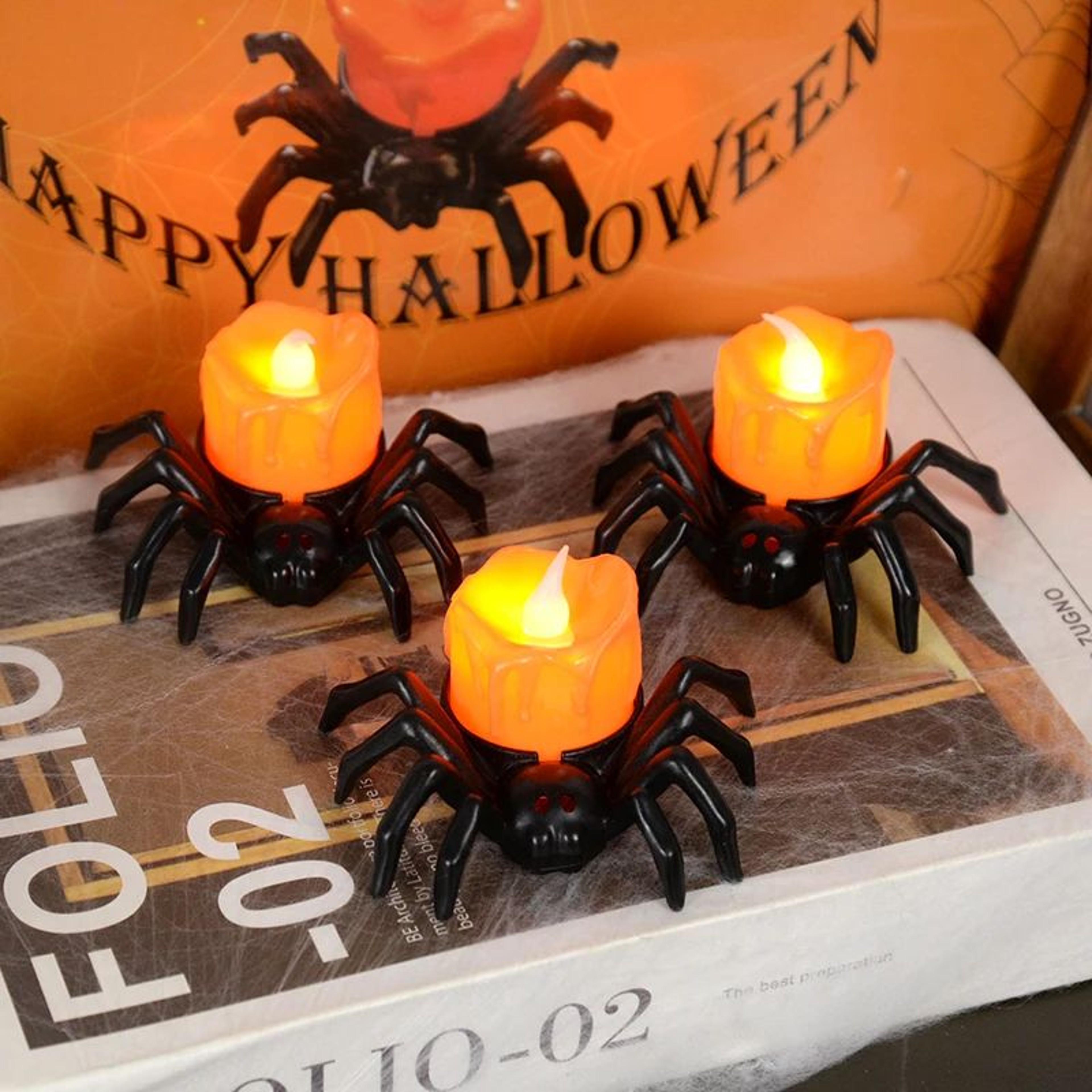Spider Pumpkin Halloween LED Candle Lamp 0