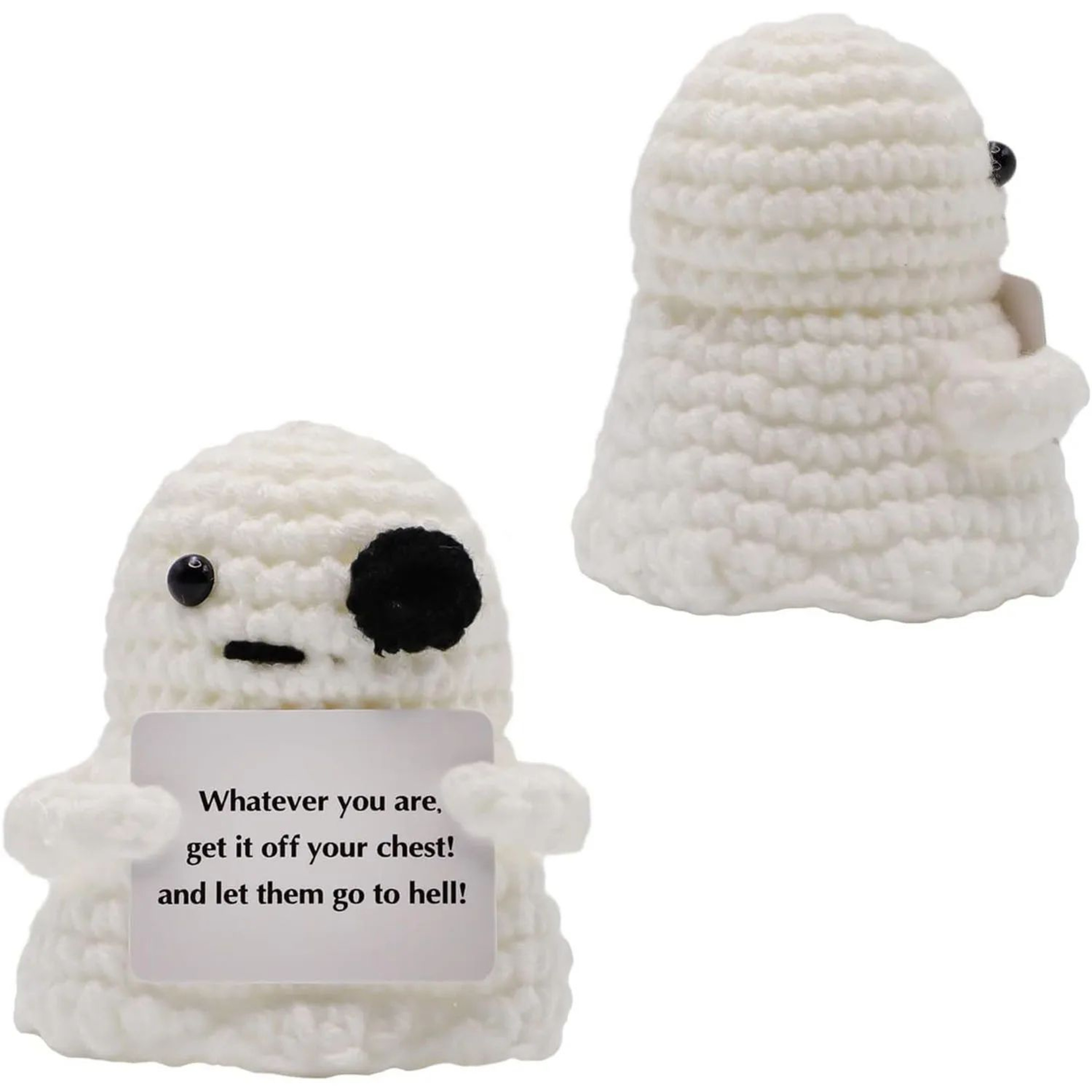 Positive Crochet Bat Doll With Encouragement Card Halloween Decor 6