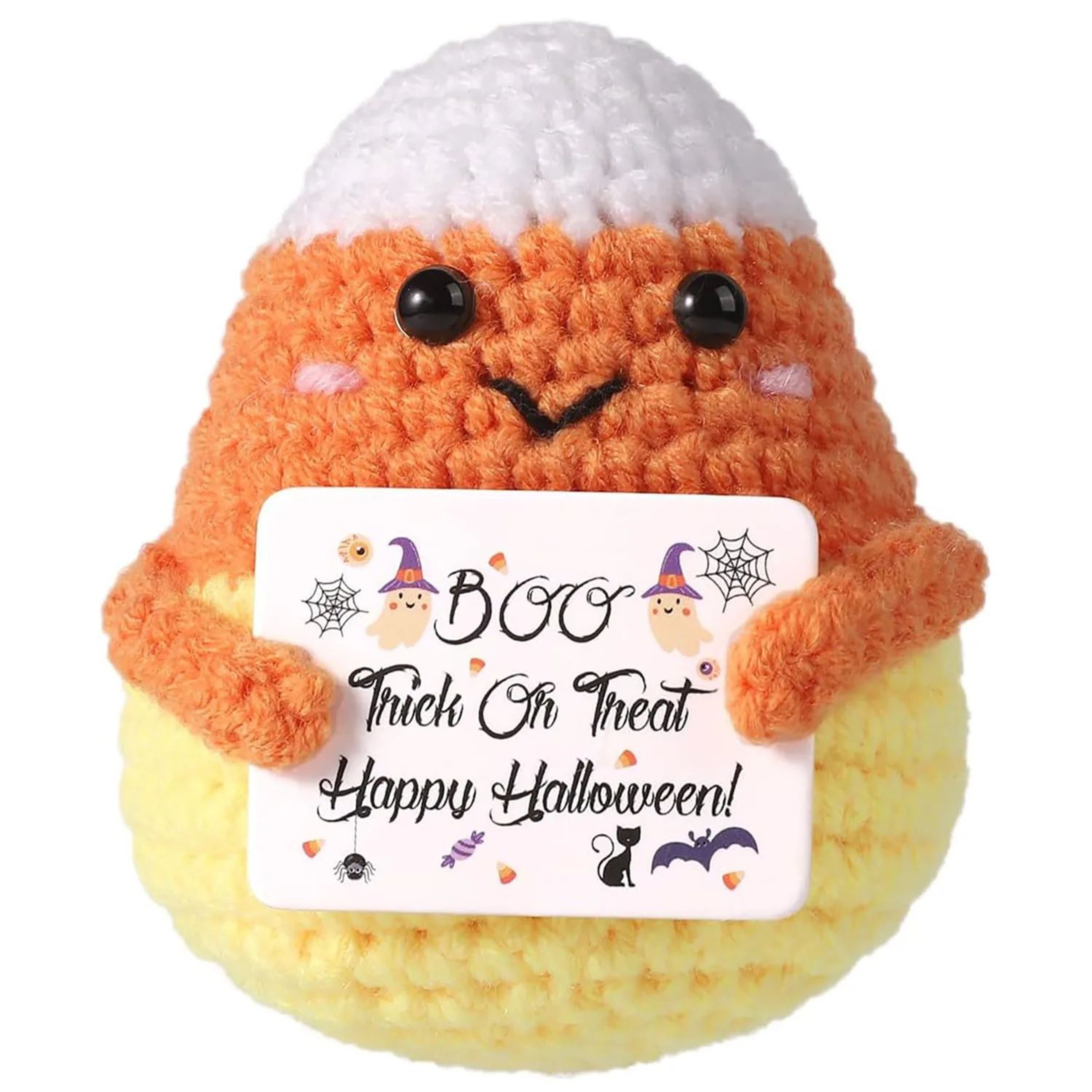 Positive Crochet Bat Doll With Encouragement Card Halloween Decor 7