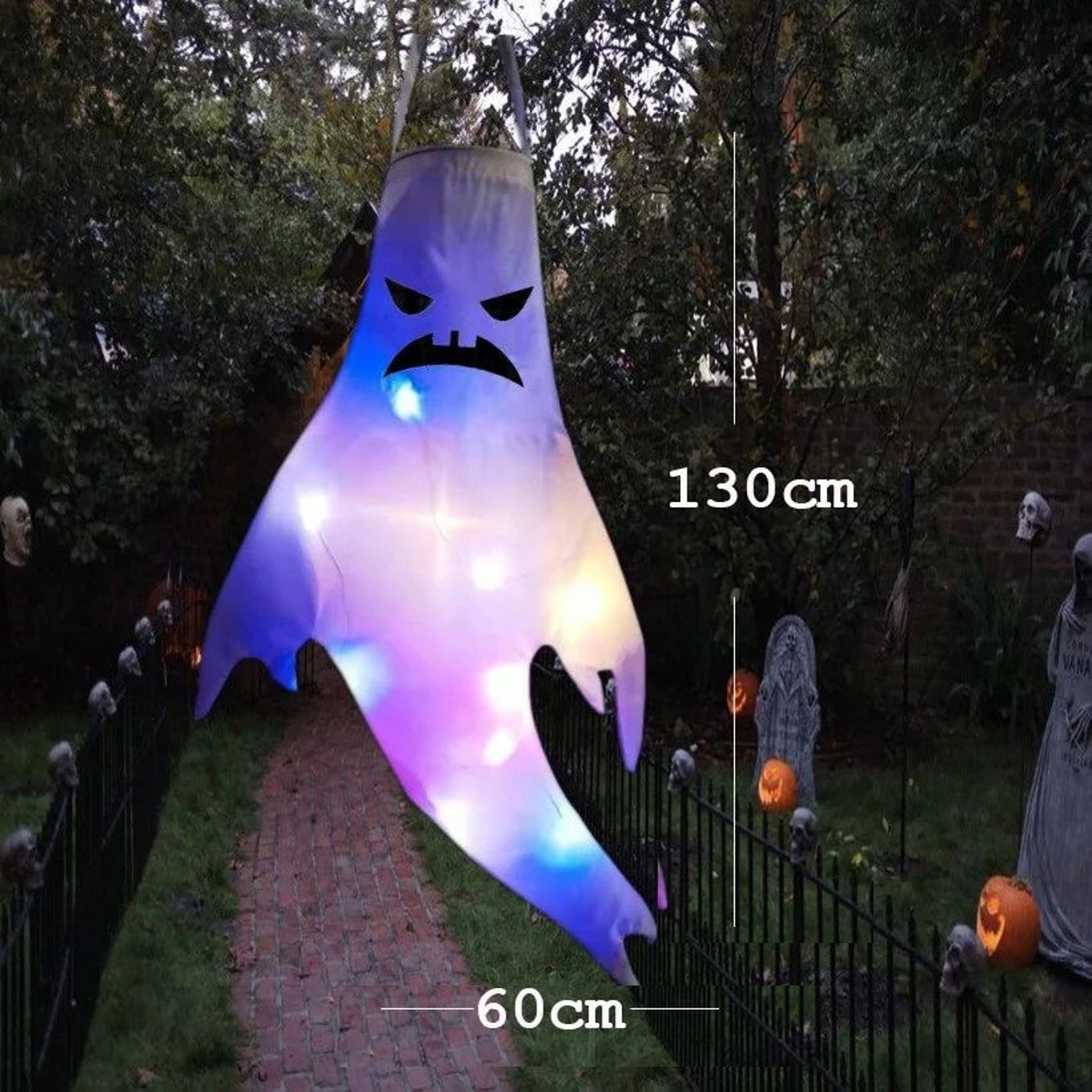SpookyGlow LED Hanging Ghost Halloween Decoration 8