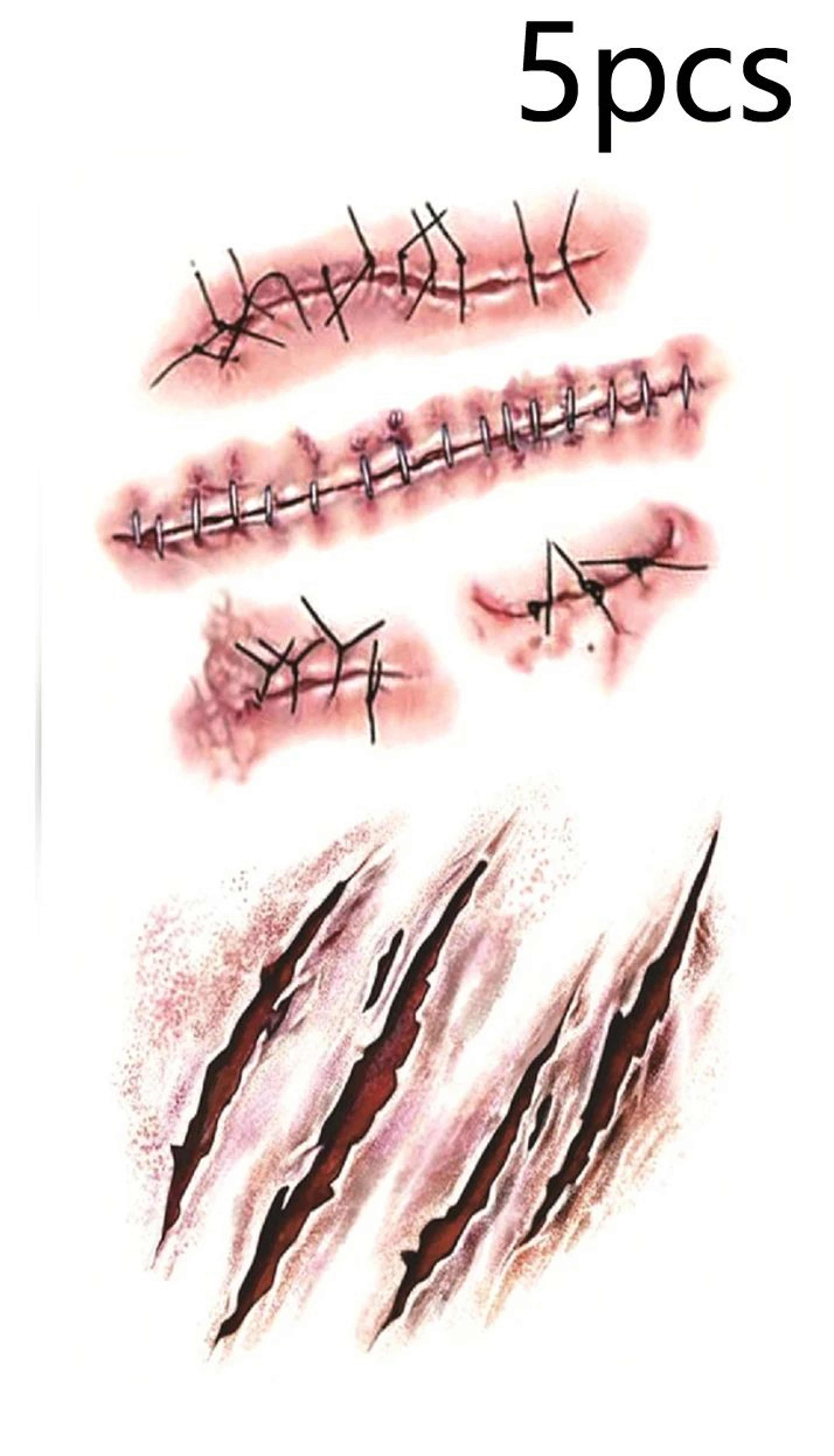 GruesomeFX Halloween Scar Temporary Tattoos Waterproof Fake Wound Stickers 11