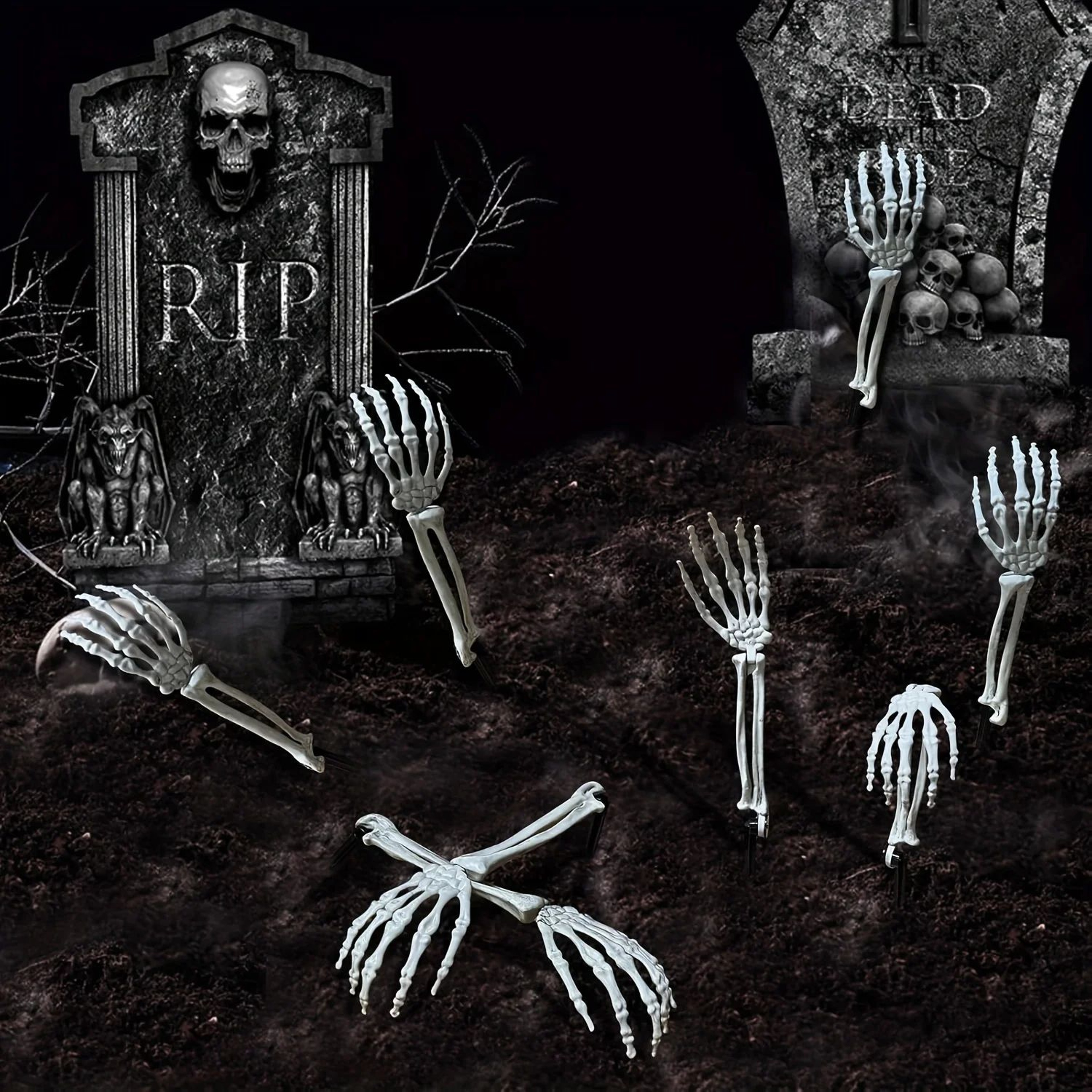Creeping Skeleton Yard Stakes Halloween Graveyard Decor 2