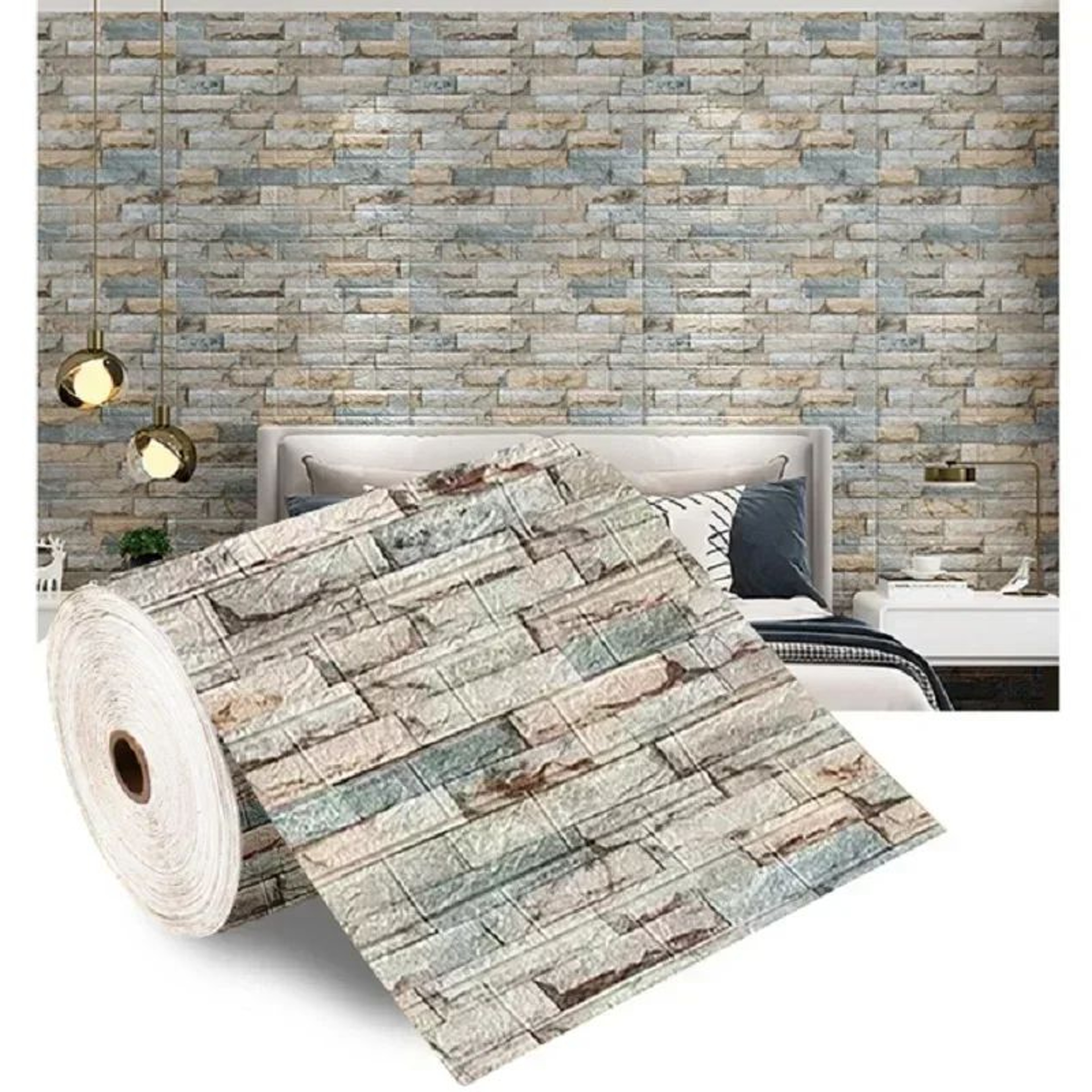 Antique 3D Brick Wallpaper SelfAdhesive Waterproof Foam Wall Covering 13