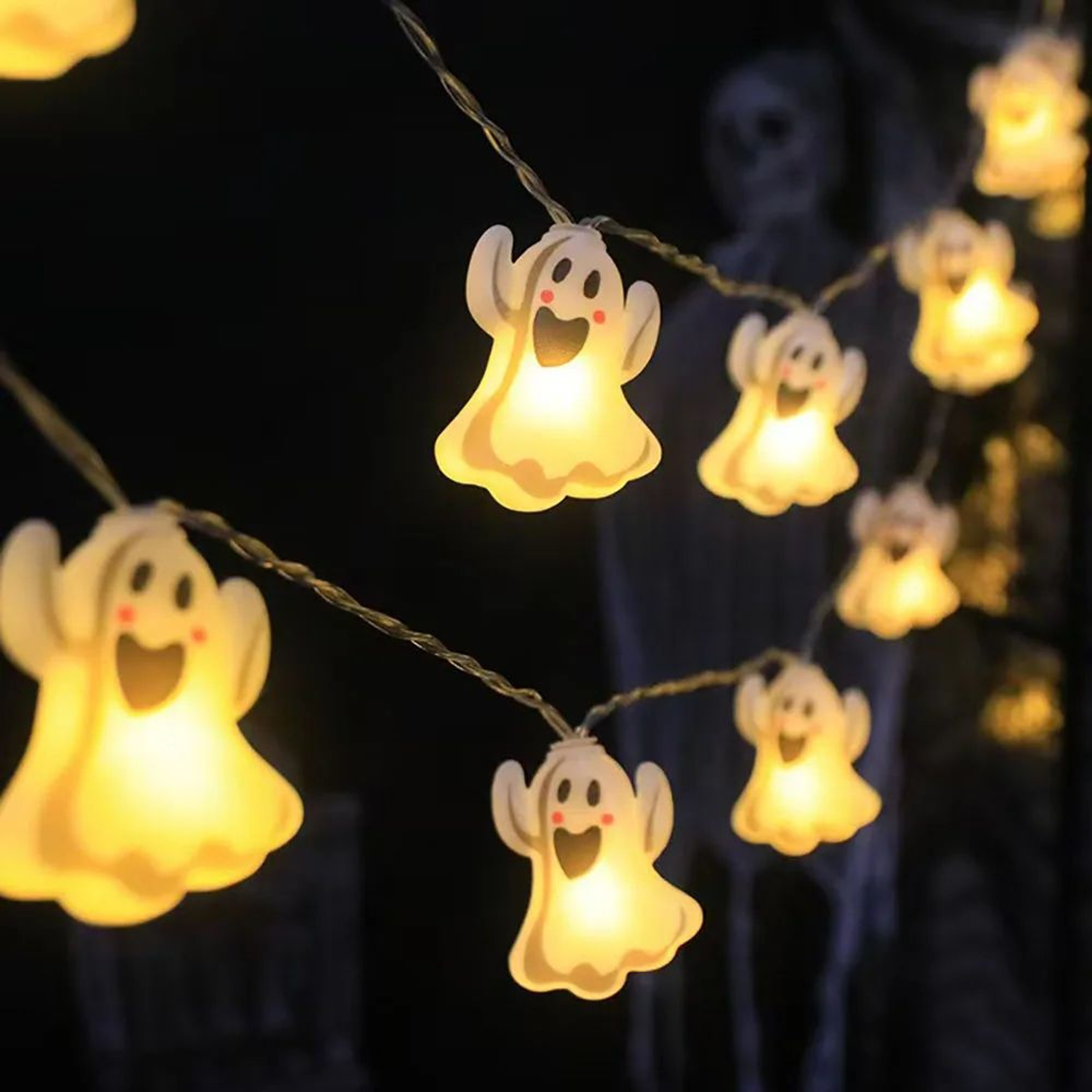 Spooky Glow Halloween LED String Lights  Pumpkin Ghost Spider Web Decorations 3