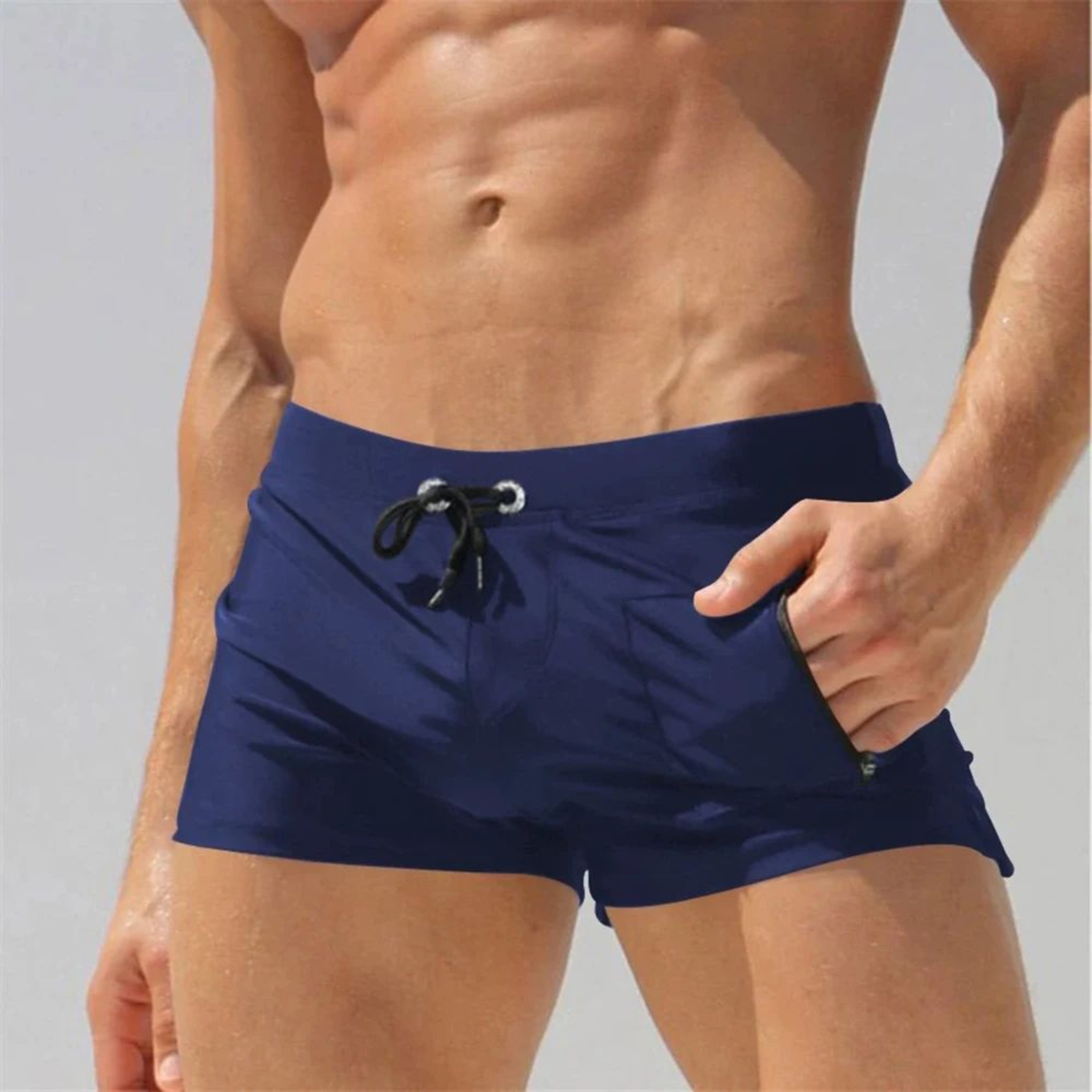 Performance QuickDry Mens Swim Trunks  Lightweight Beach Shorts With Zipper Pocket  Drawstring Wais 8