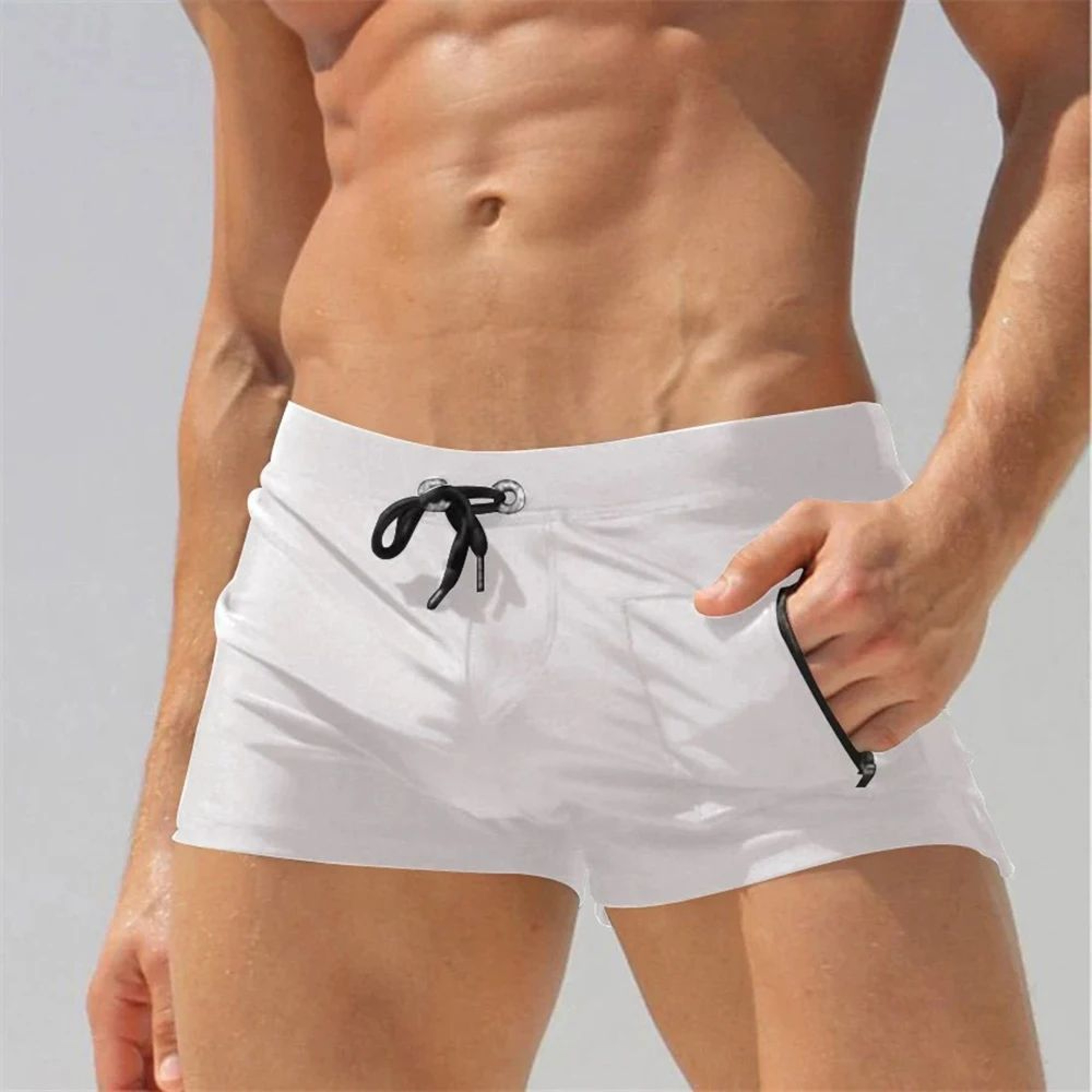Performance QuickDry Mens Swim Trunks  Lightweight Beach Shorts With Zipper Pocket  Drawstring Wais 9