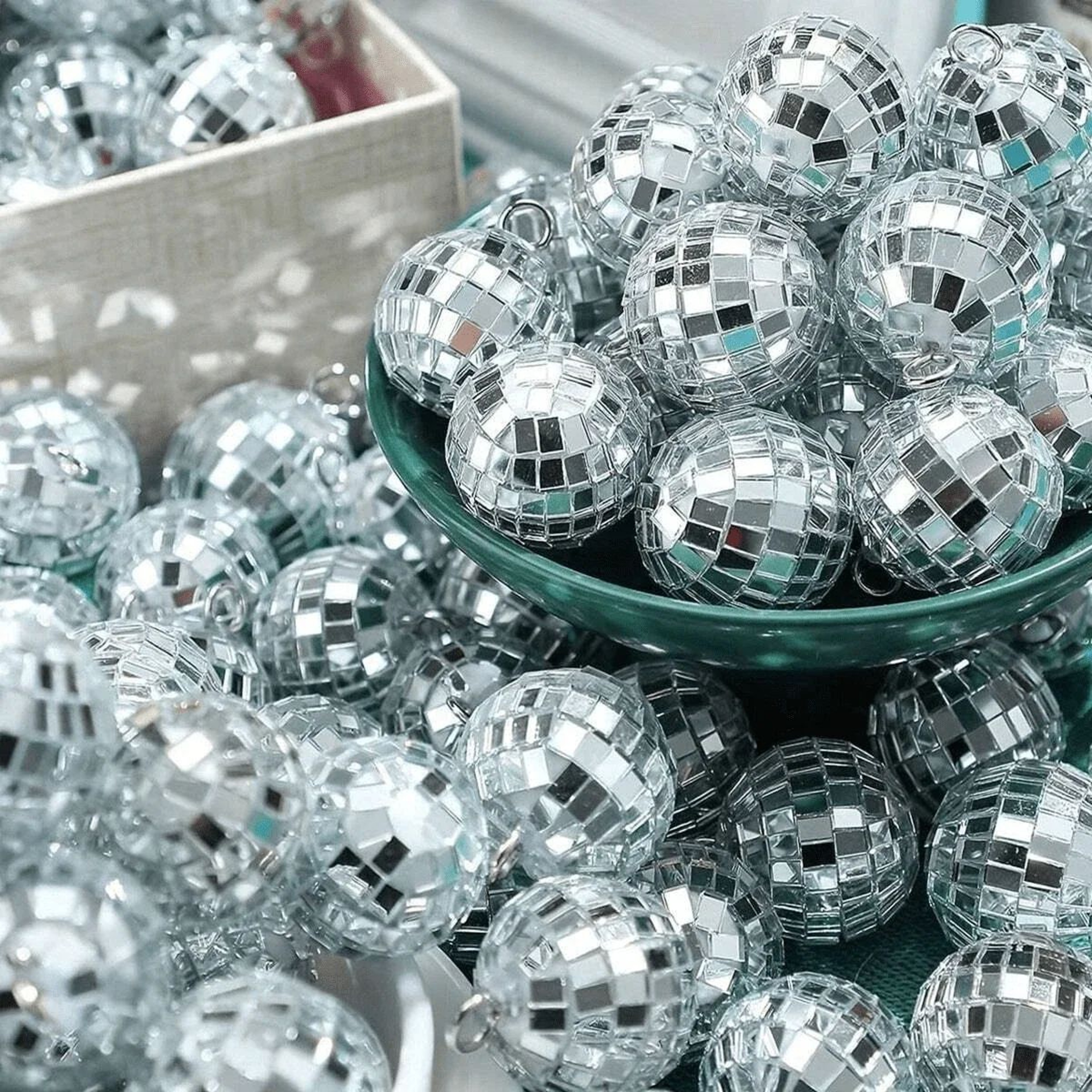 Silver Spark Mini Disco Balls  10Piece Mirror Ball Party  Cake Decor 1