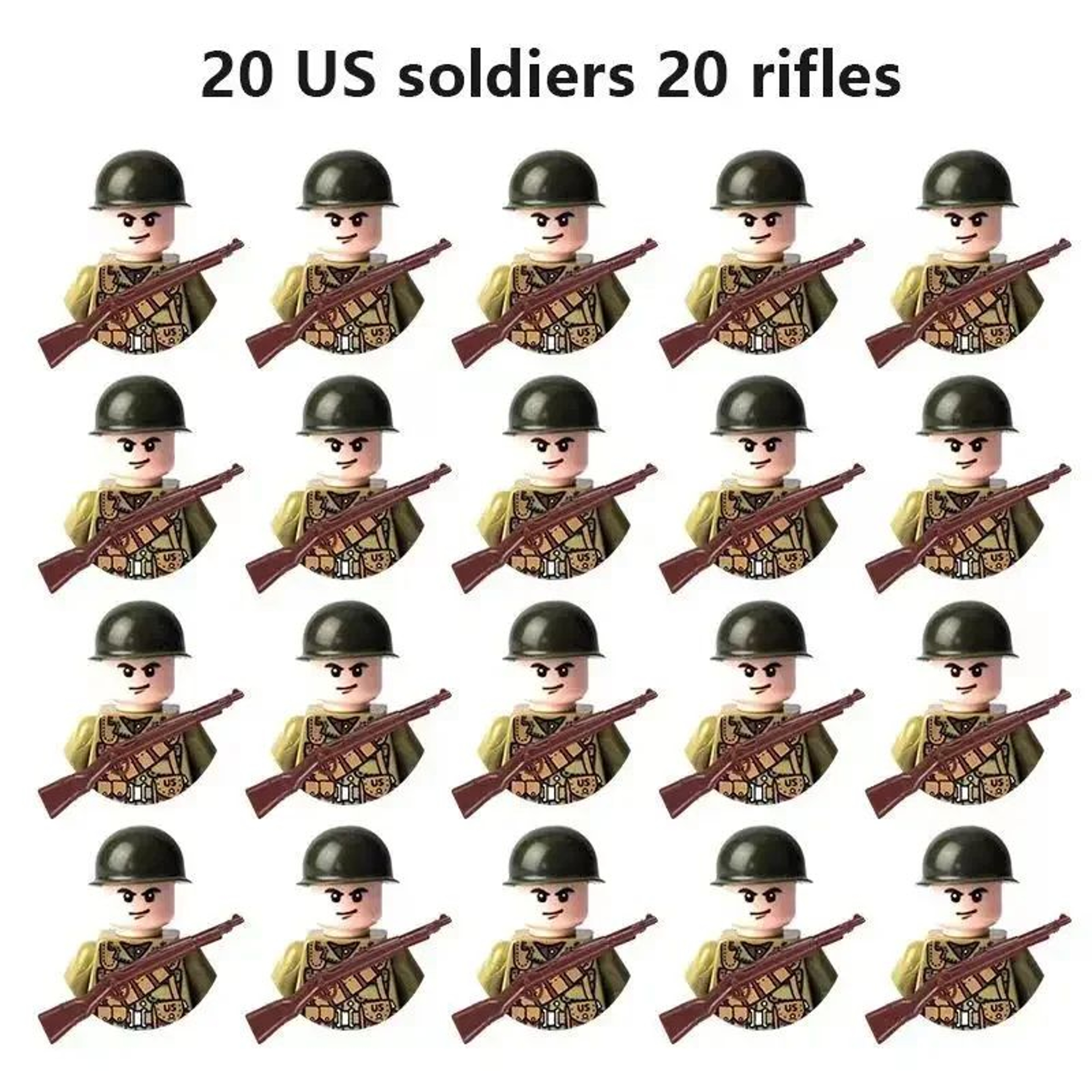 20Piece WW2 Military Minifigures Army Building Block Set 5