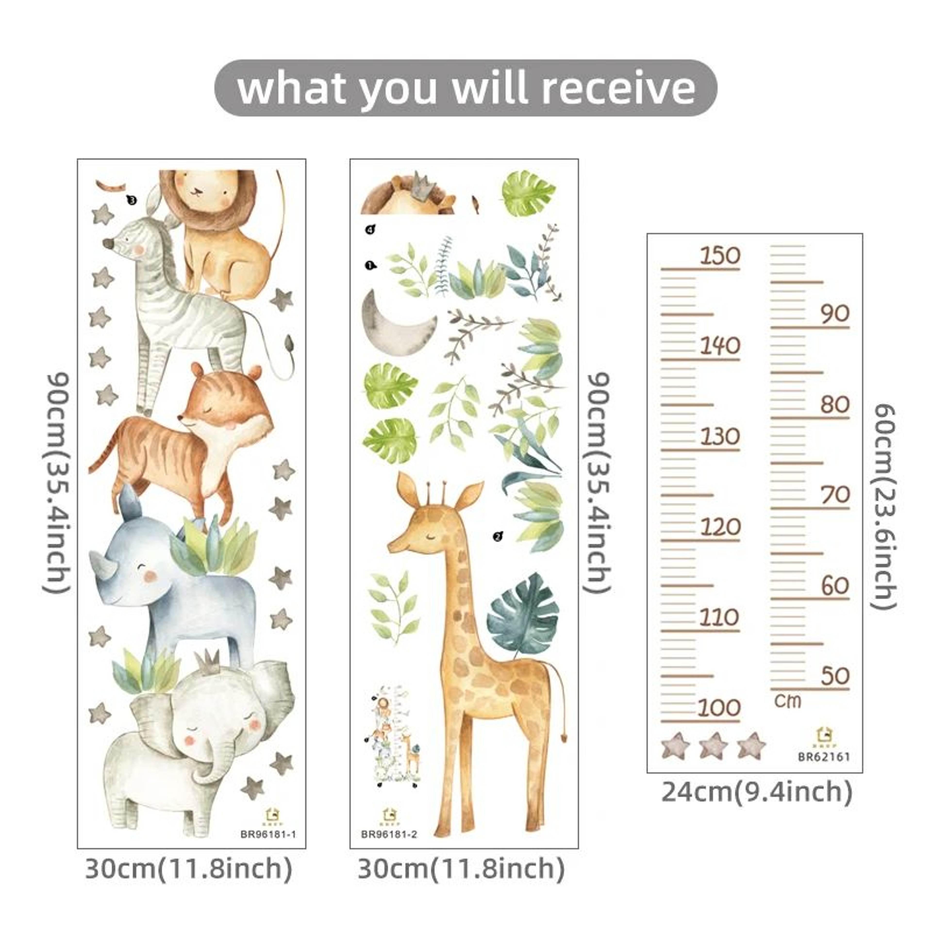 Little Explorer Kids Height Chart Wall Sticker  Removable Animal Growth Chart 8