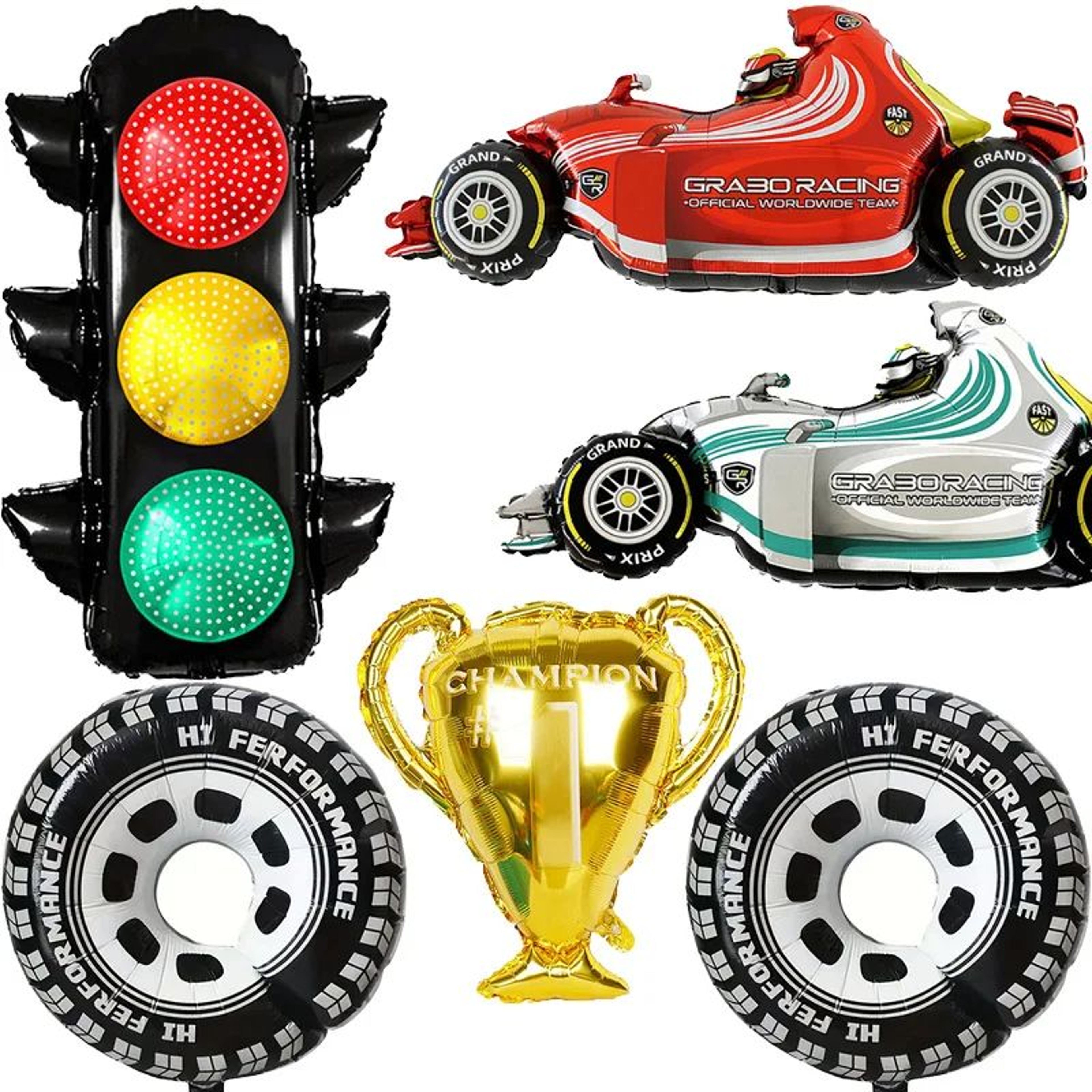 Race Track Ready Foil Balloons Traffic Light And Tire Party Decorations 0