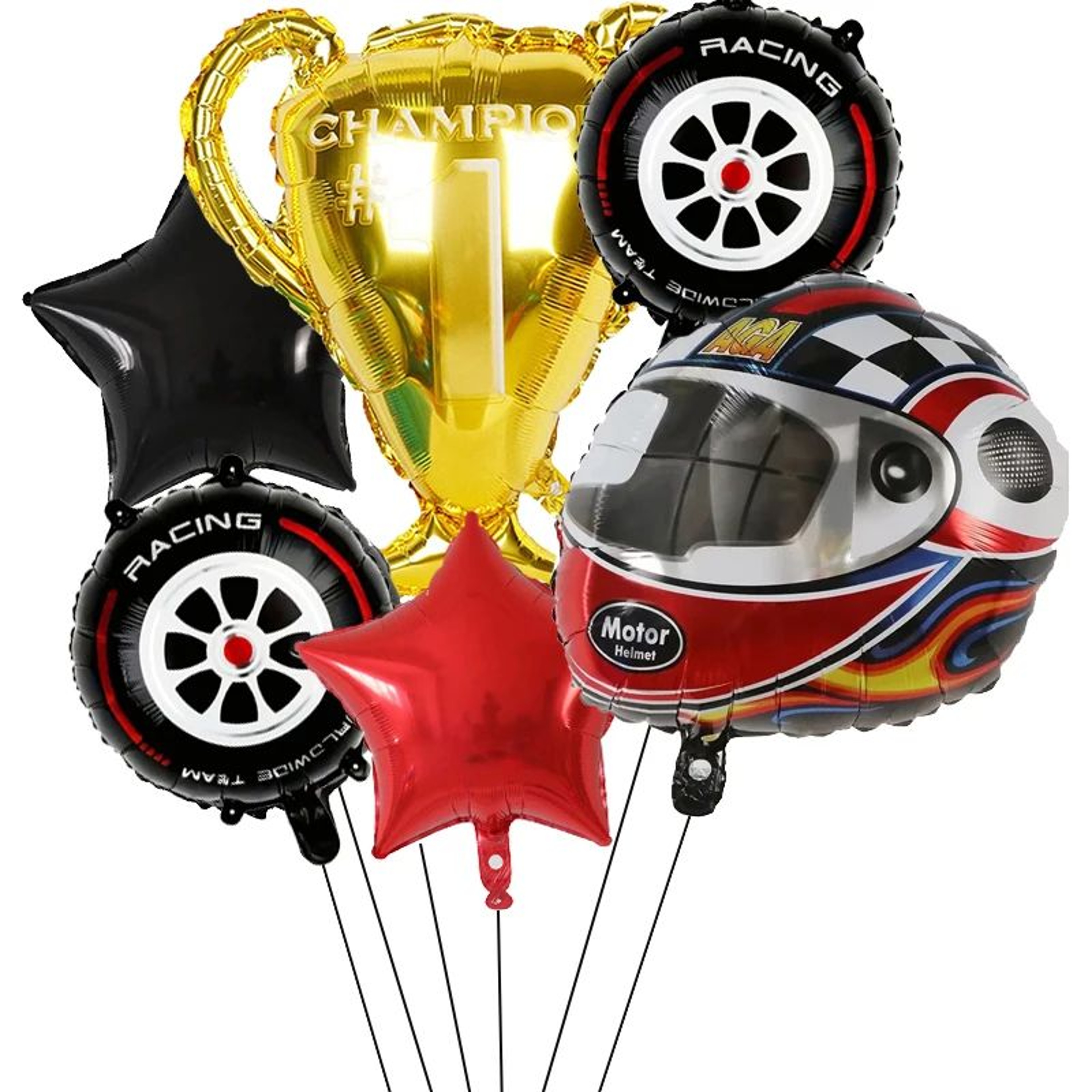 Race Track Ready Foil Balloons Traffic Light And Tire Party Decorations 9