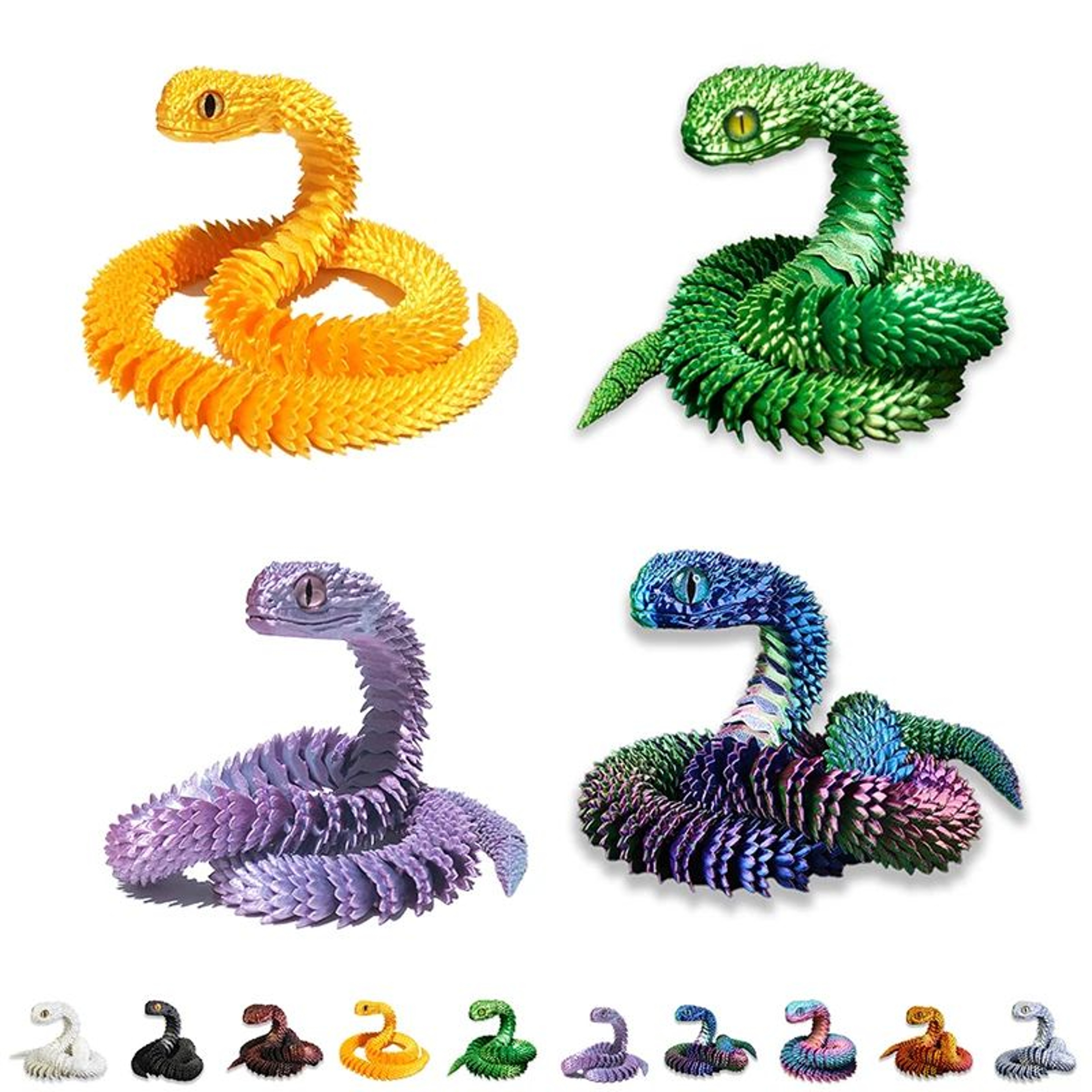 FlexiSerpent 3D Printed Articulated Snake Desk Toy 0