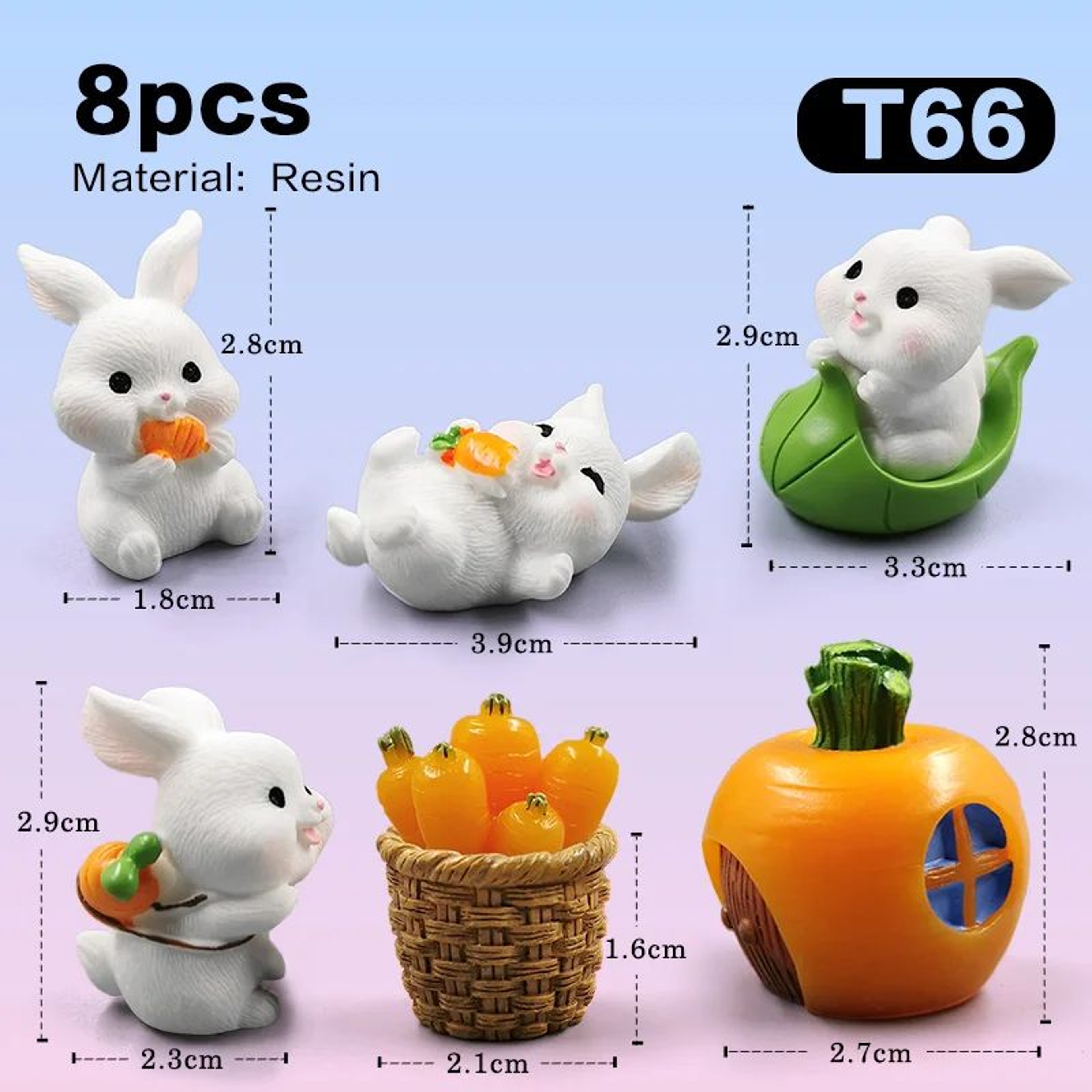 WhimsyHare Mini Rabbit Figurine Easter Fairy Garden Decor 14