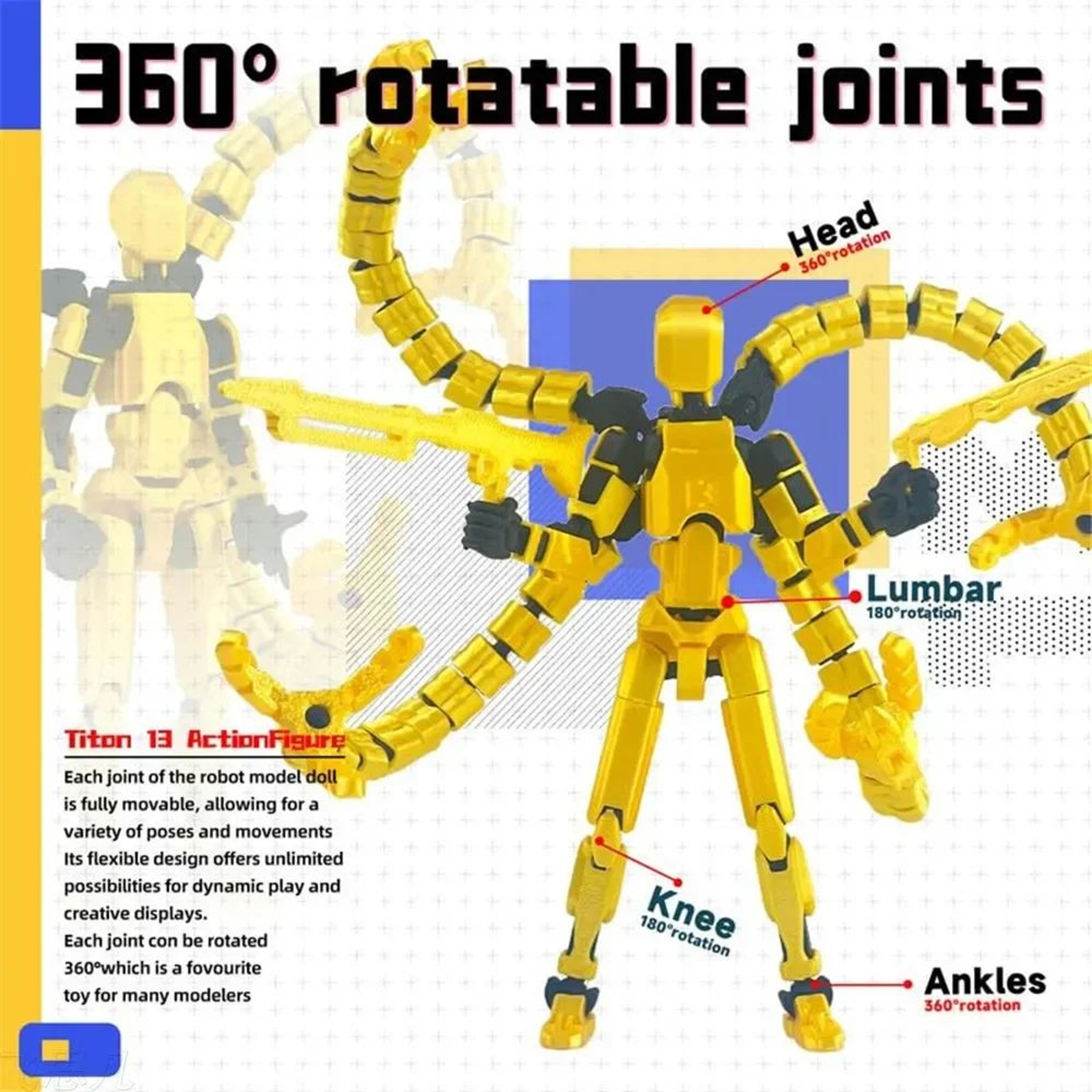 Titan 13 Posable 3D Printed Robot Action Figure 2
