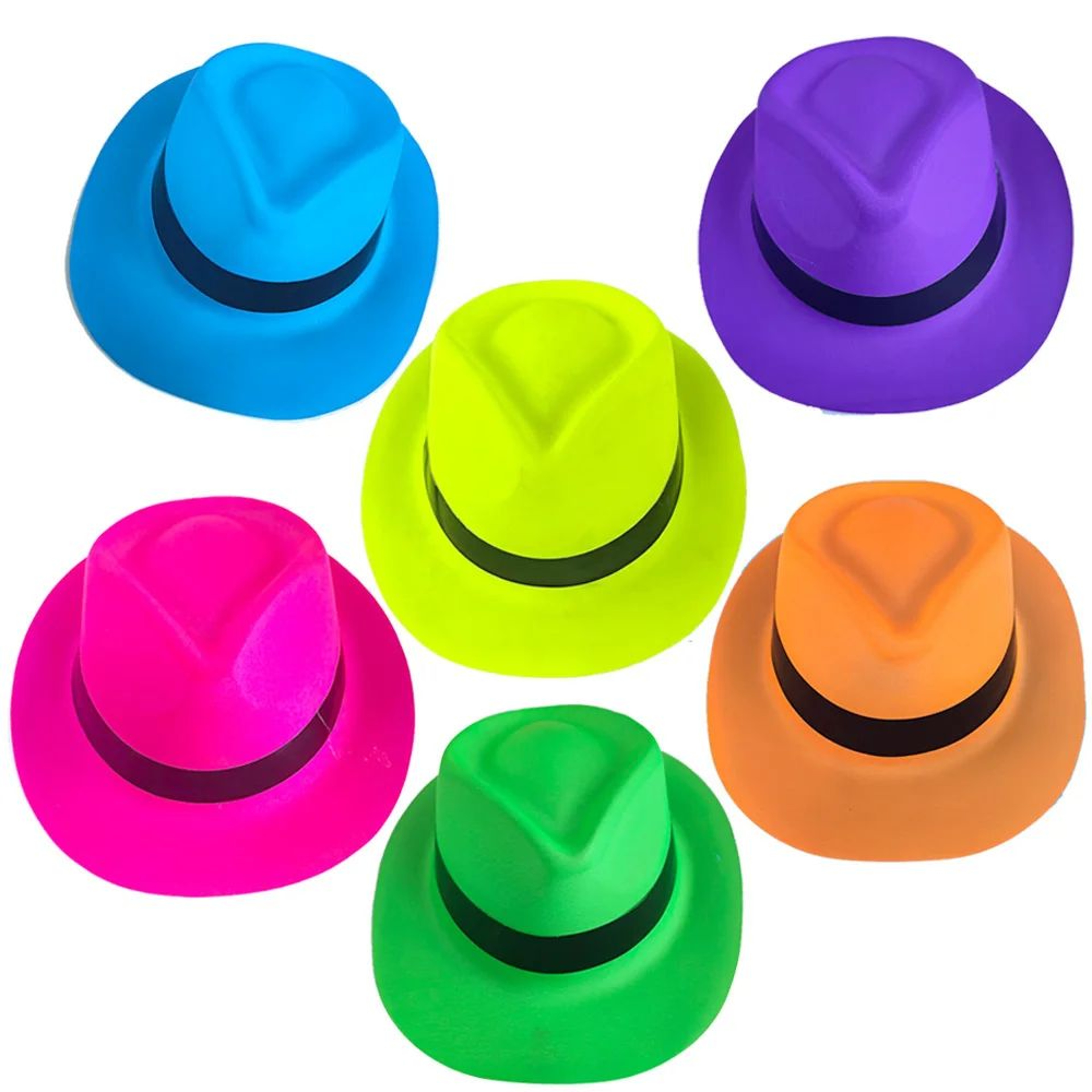 Neon Glow Fedora Party Hats UV Reactive Blacklight Party Hats 1