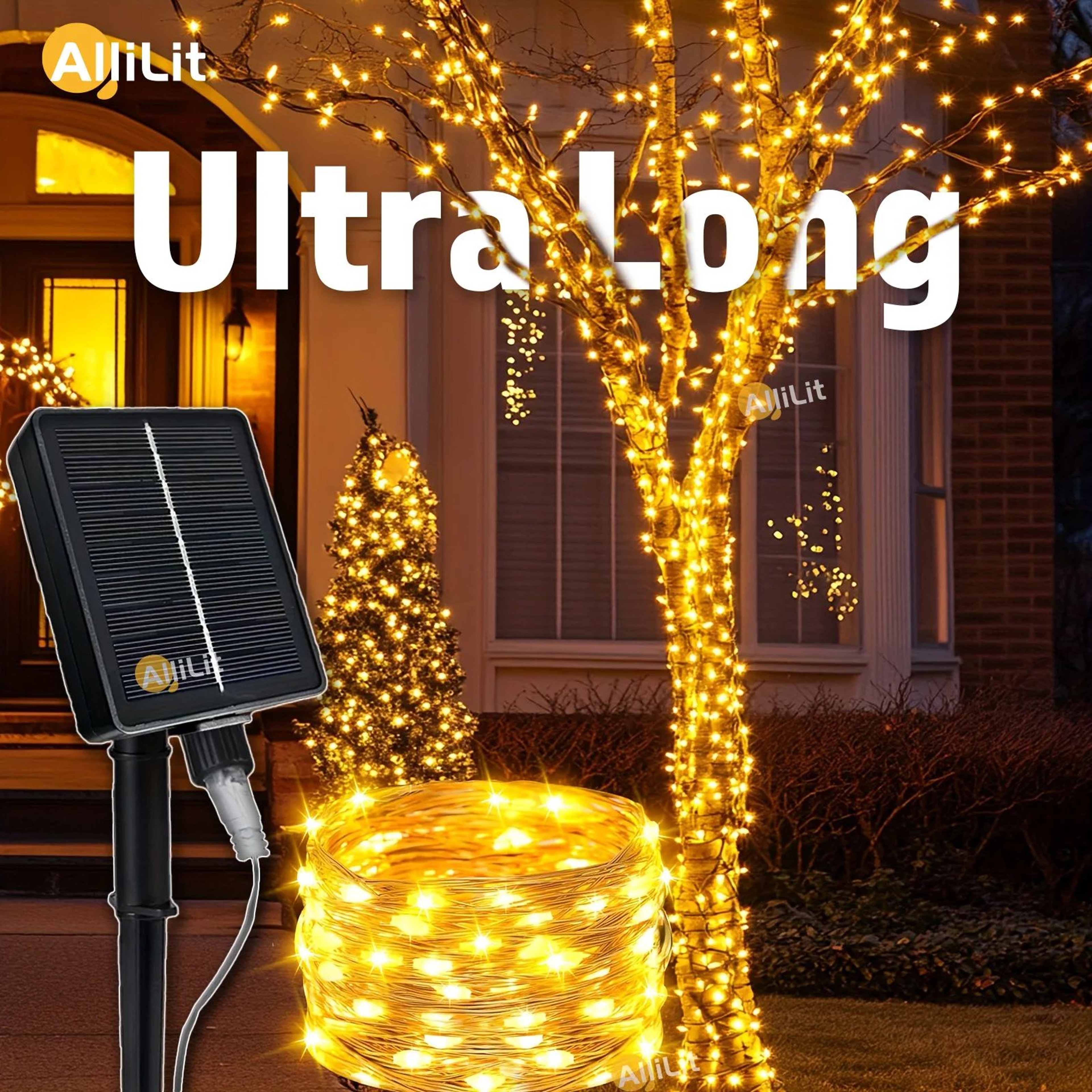 LumaGlow UltraLong Solar String Lights  Waterproof Copper Wire Fairy Lights 0