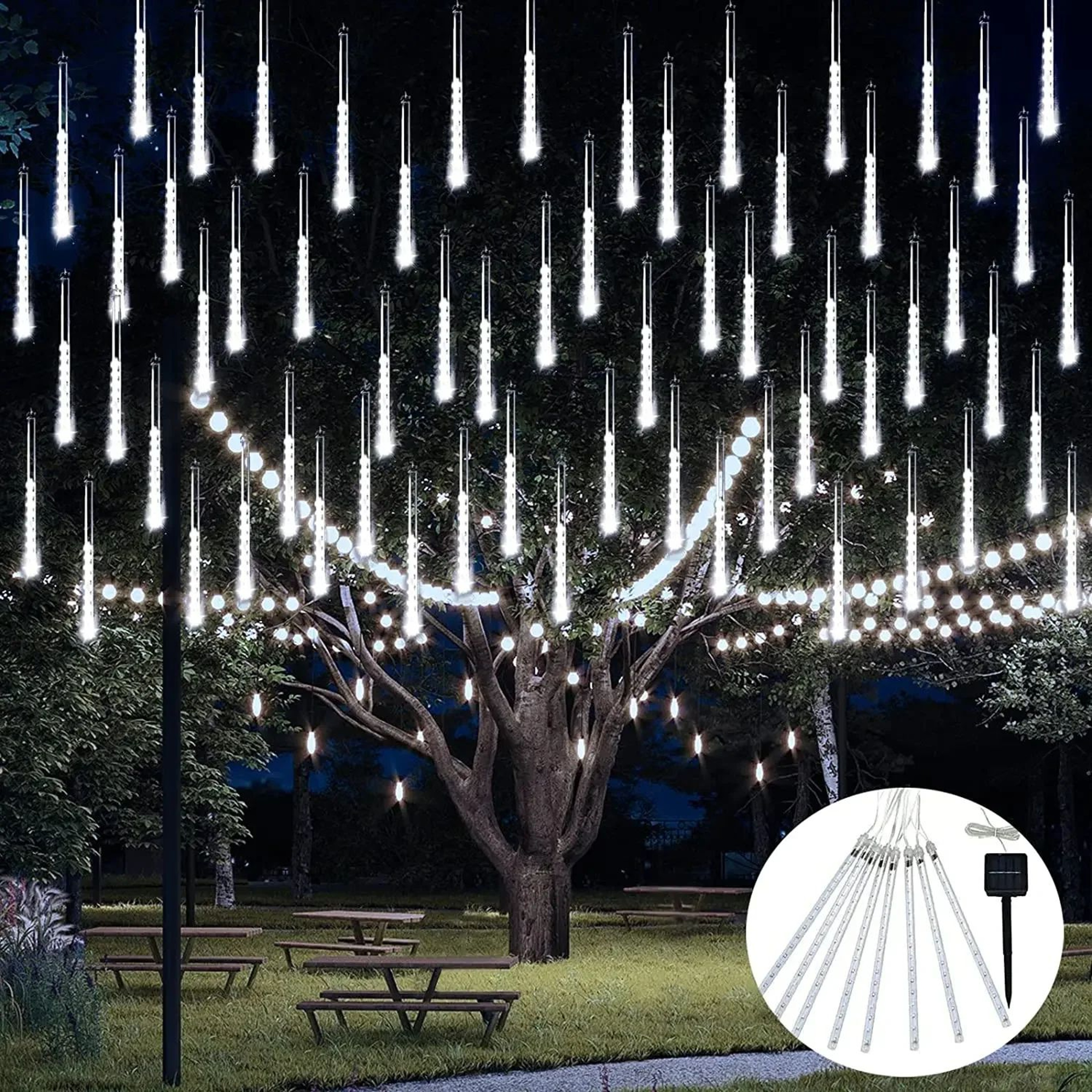 Solar Meteor Shower Lights  Waterproof LED Falling Rain Lights 6