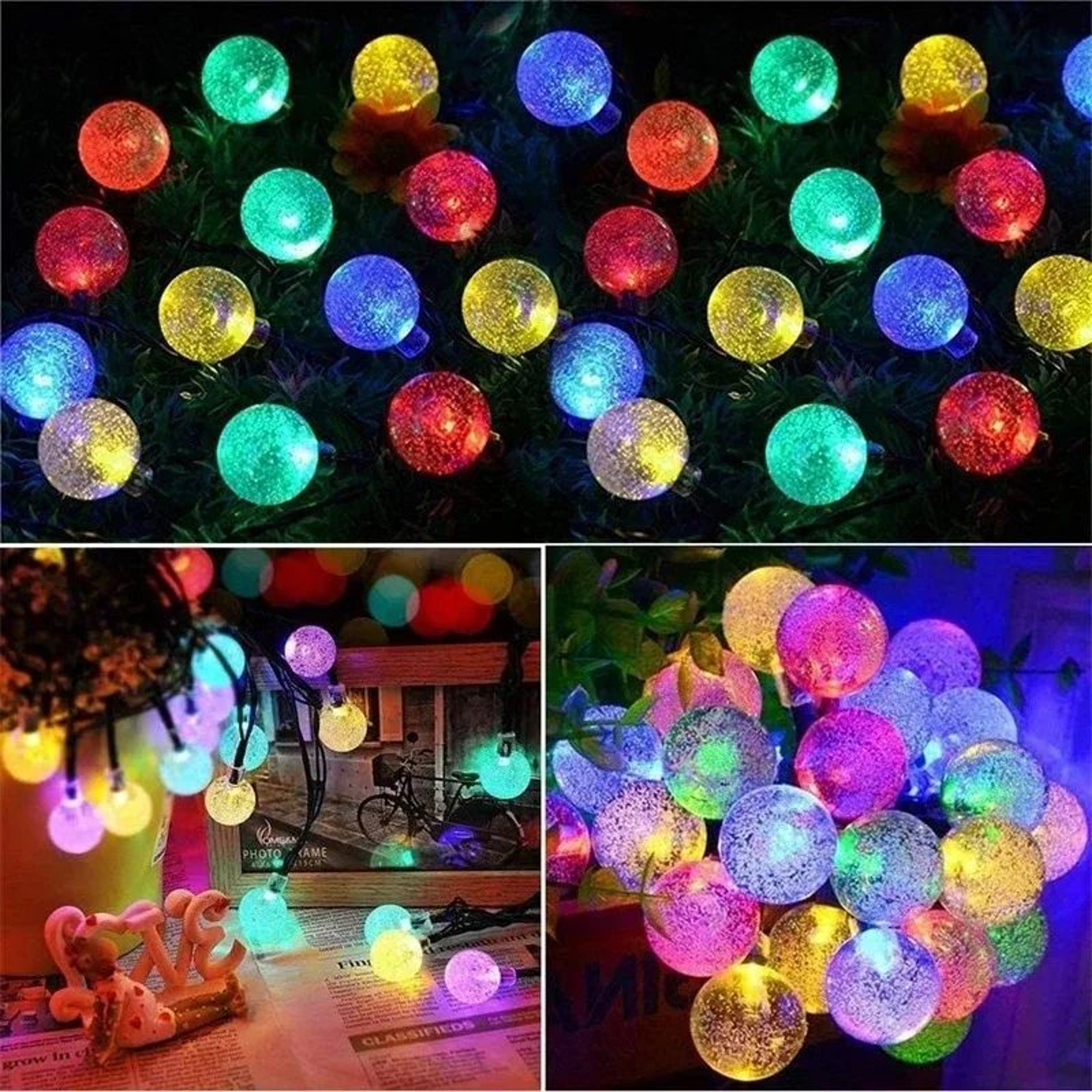 LumiGlobe Solar String Lights With Crystal Globe LEDs 1