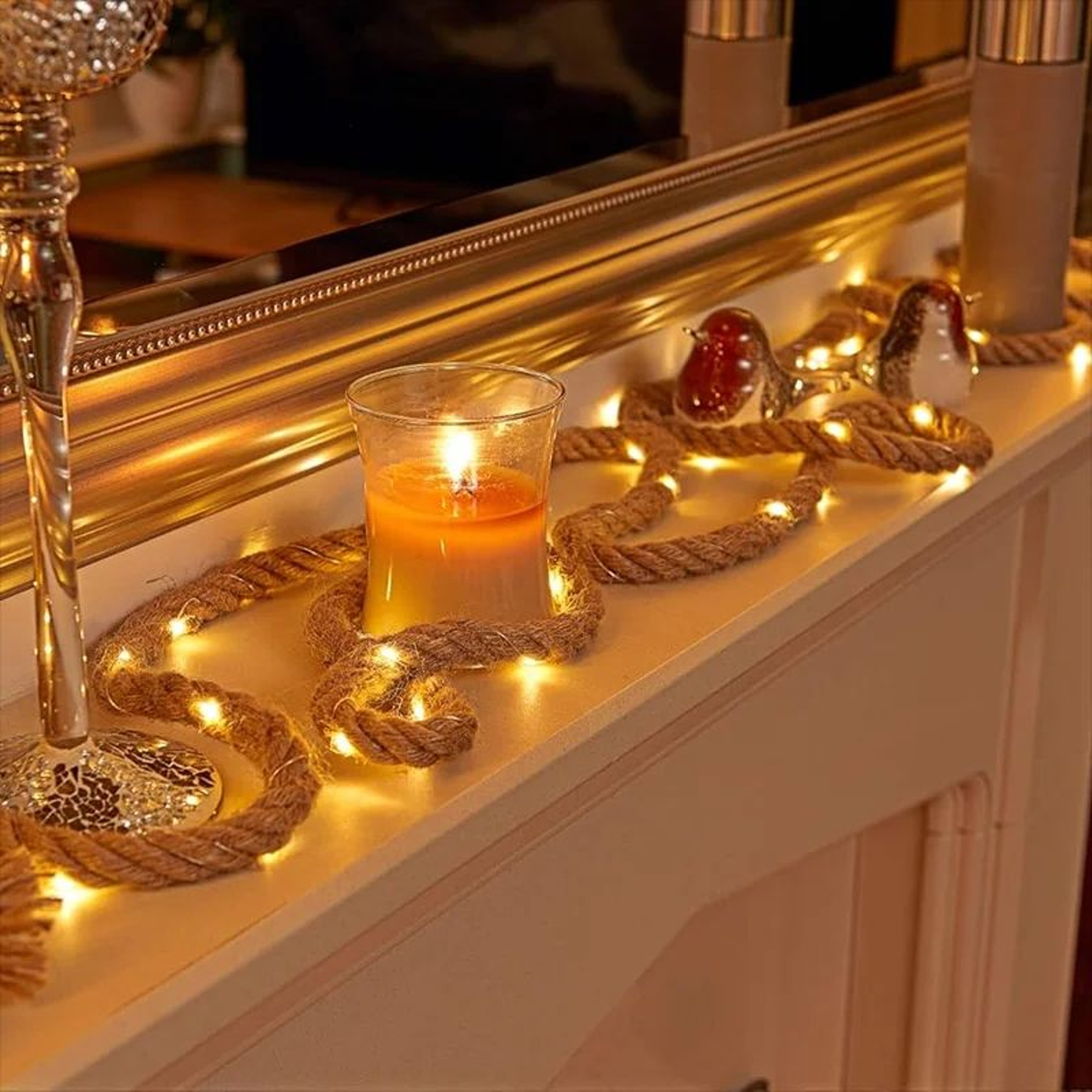 Rustic 7M Solar Hemp Rope String Lights With 50 Warm White LEDs 3