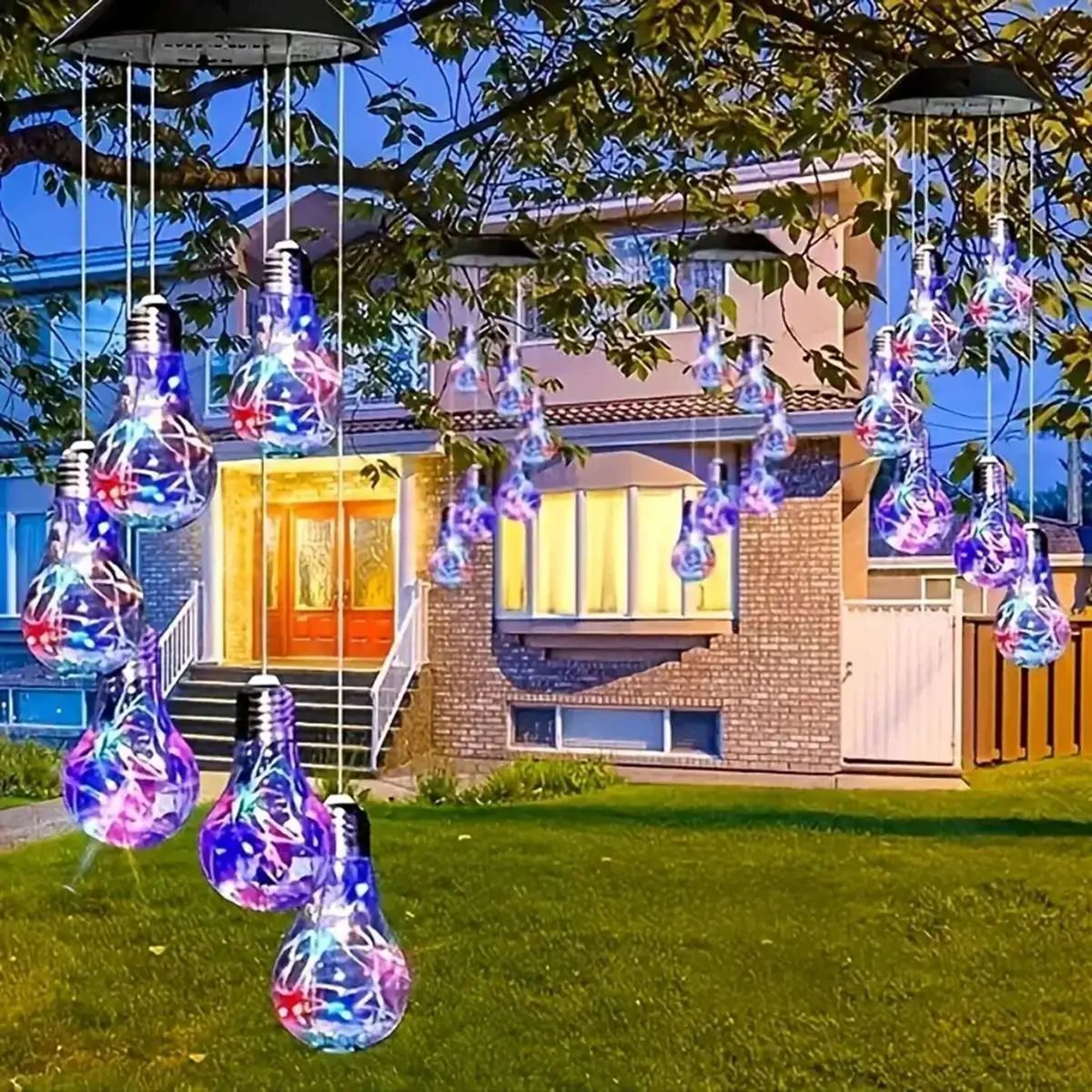 LumiChime Color Changing Solar Wind Chimes With 6 LED Bulbs 0