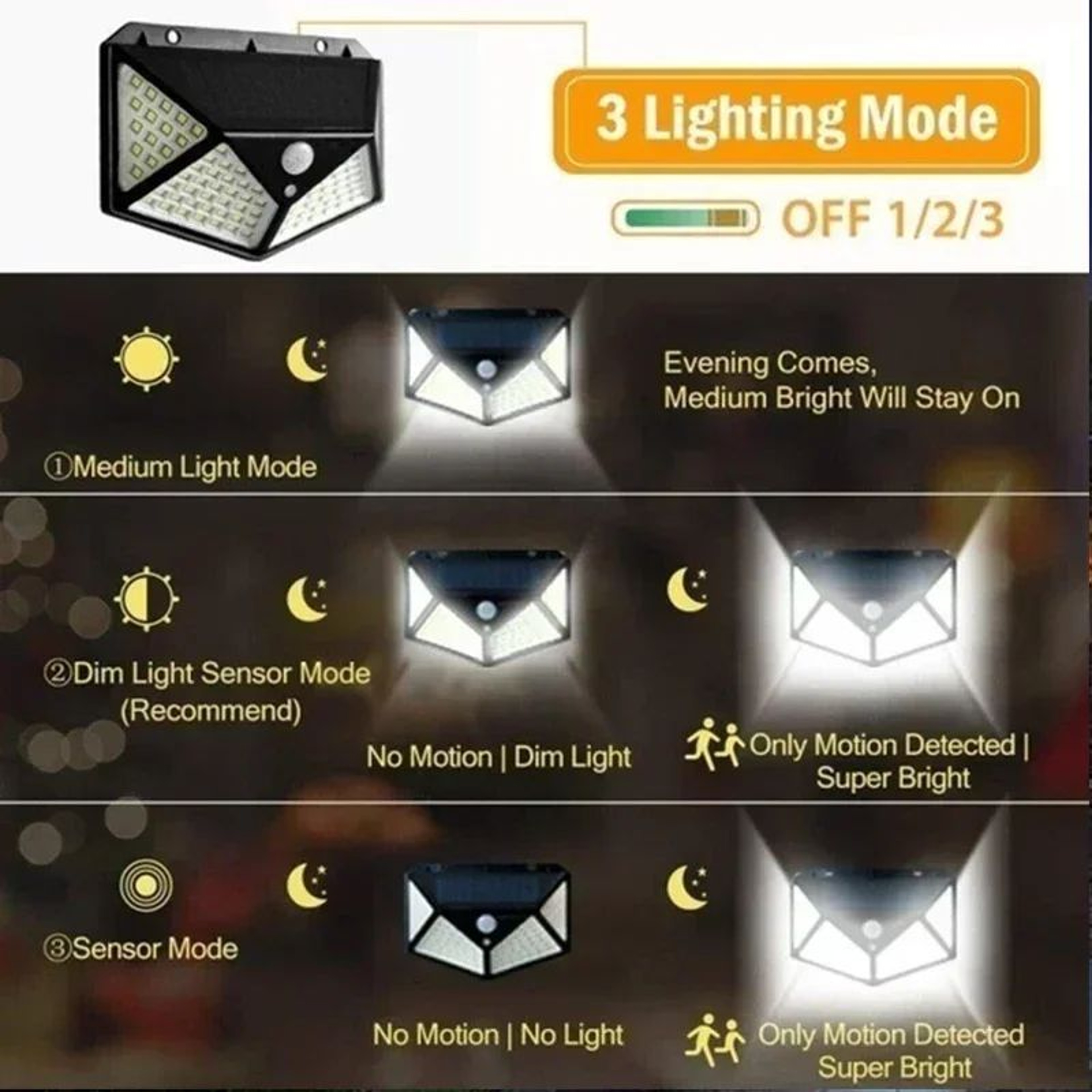 LumaGuard 100 LED Solar Motion Sensor Wall Light 2