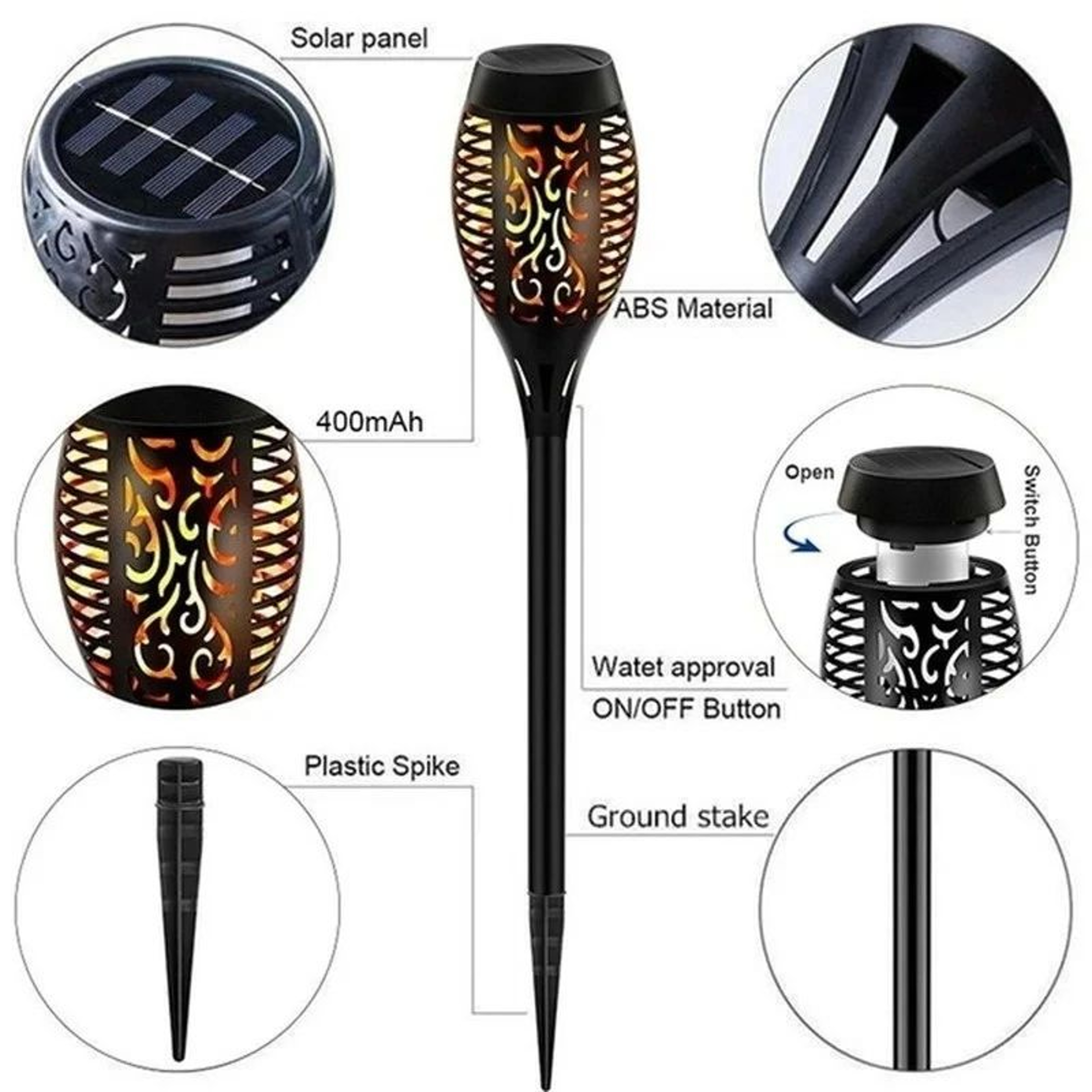 SolarGlow Flickering Flame Solar Torch Lights For Garden And Pathways 3