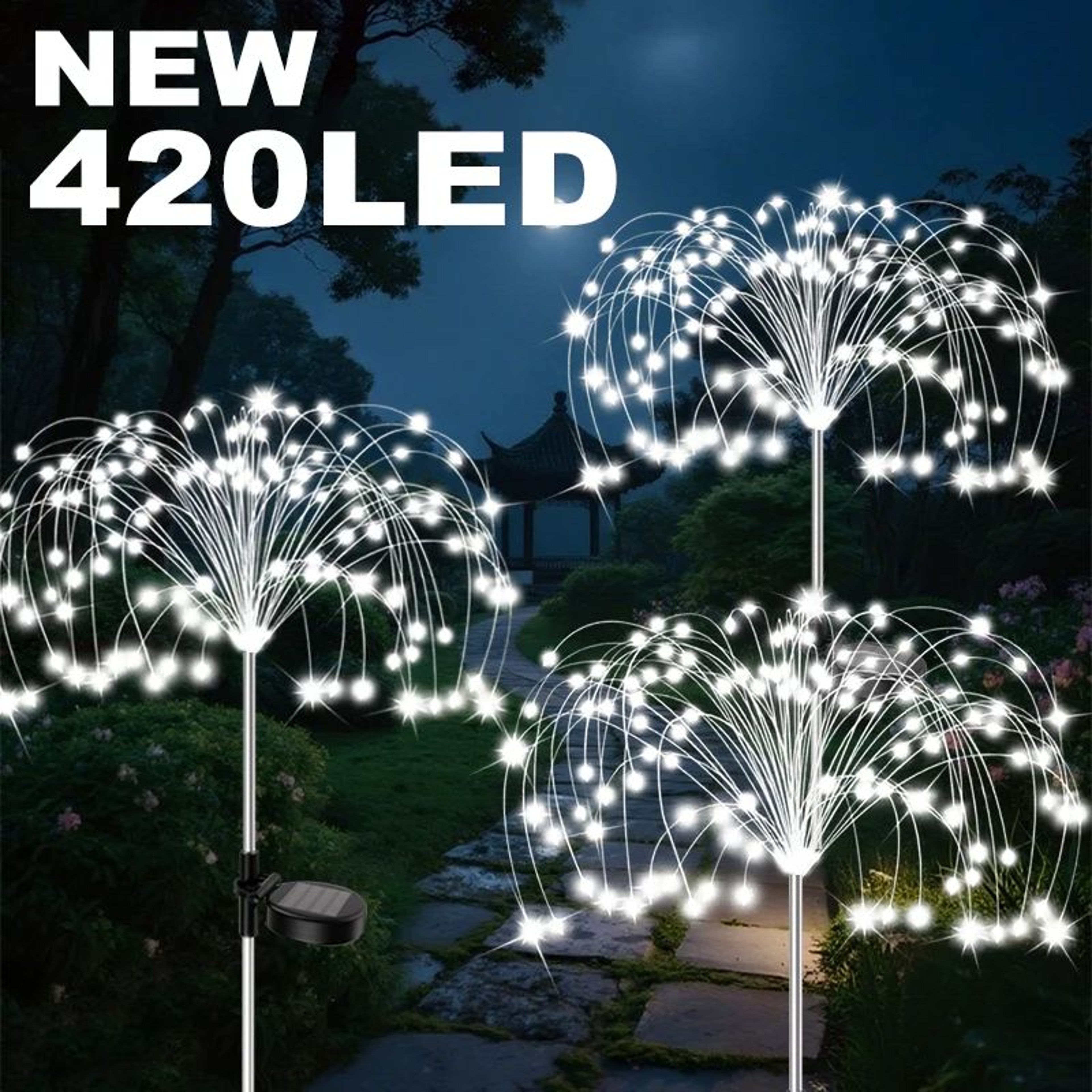 LumiBurst 420 LED Solar Firework Garden Lights 0