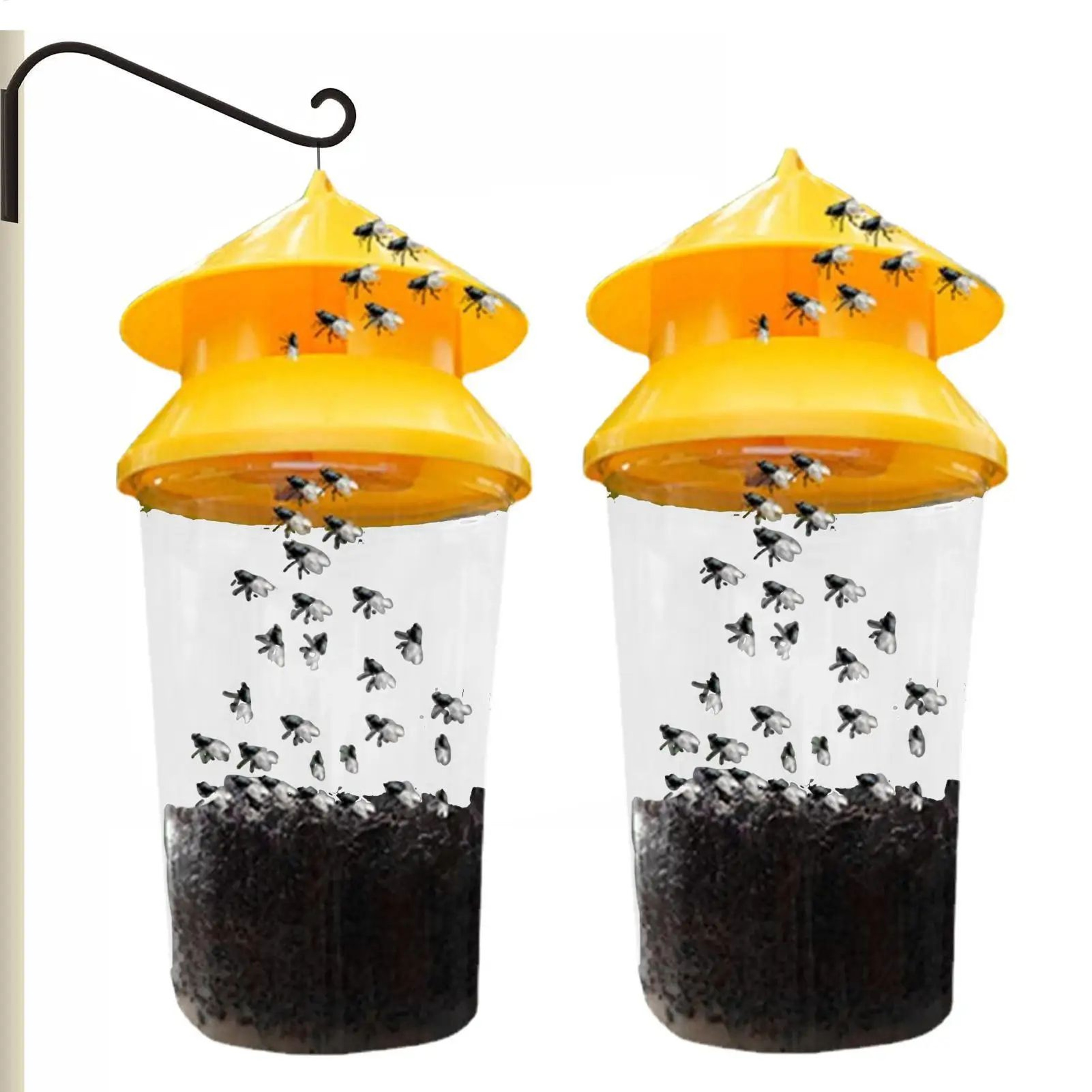 ClearCatch Reusable Outdoor Fly Trap Jars 2Pack For Barns Stables  Gardens 0