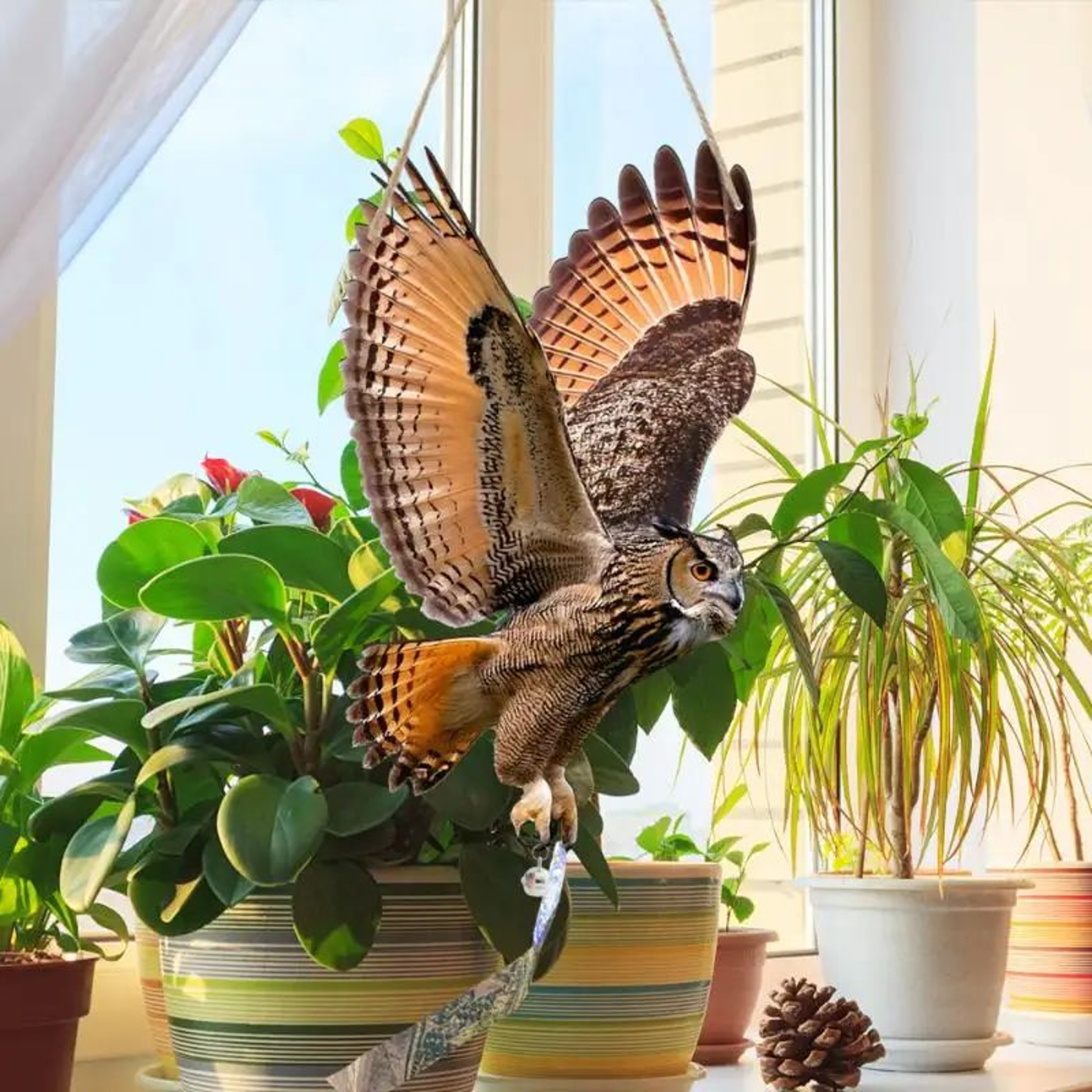 Reflective Owl Bird Deterrent Waterproof Garden Scarecrow 0