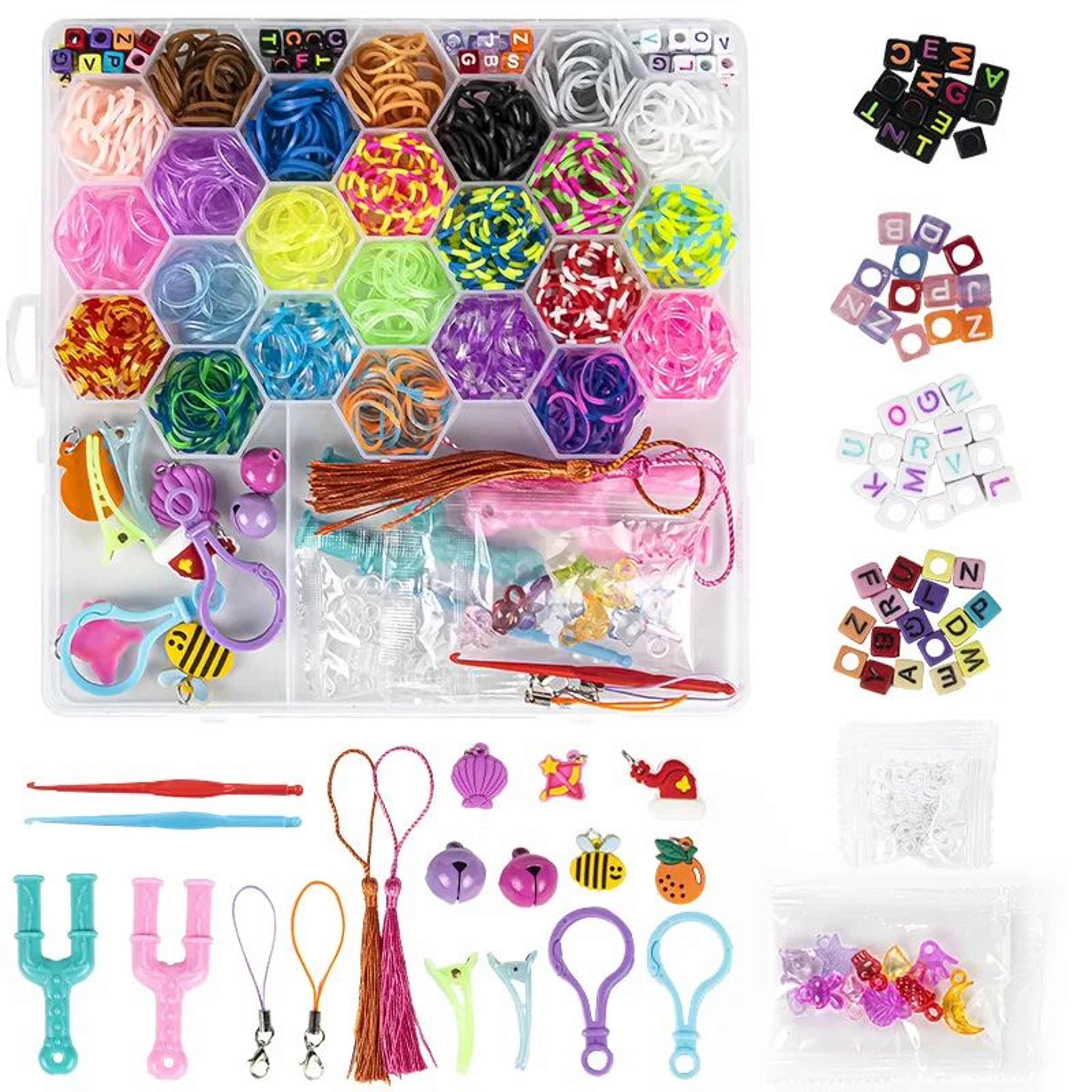 Creative Loom Bracelet Making Kit With Colorful Rubber Bands And Organizer 16