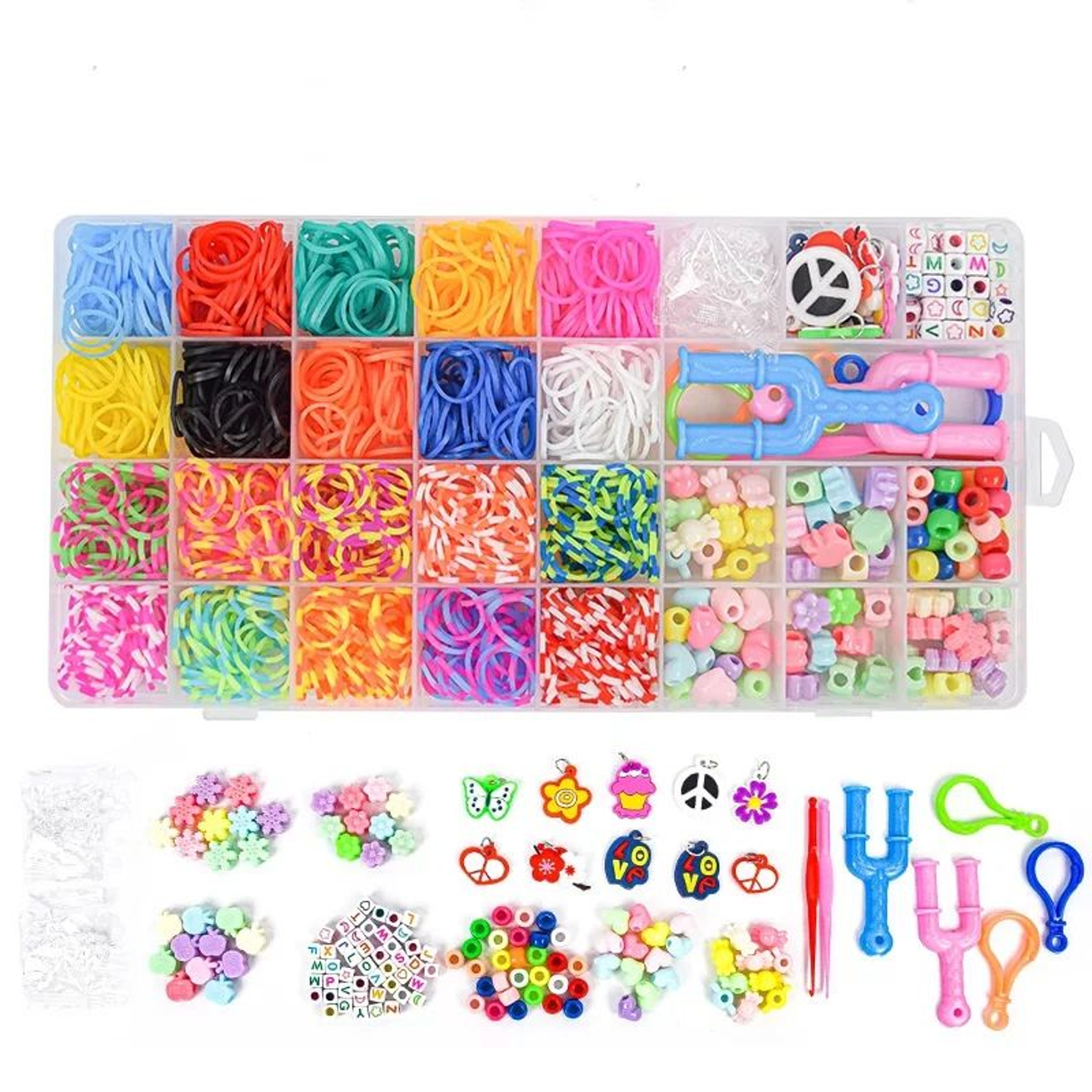 Creative Loom Bracelet Making Kit With Colorful Rubber Bands And Organizer 11