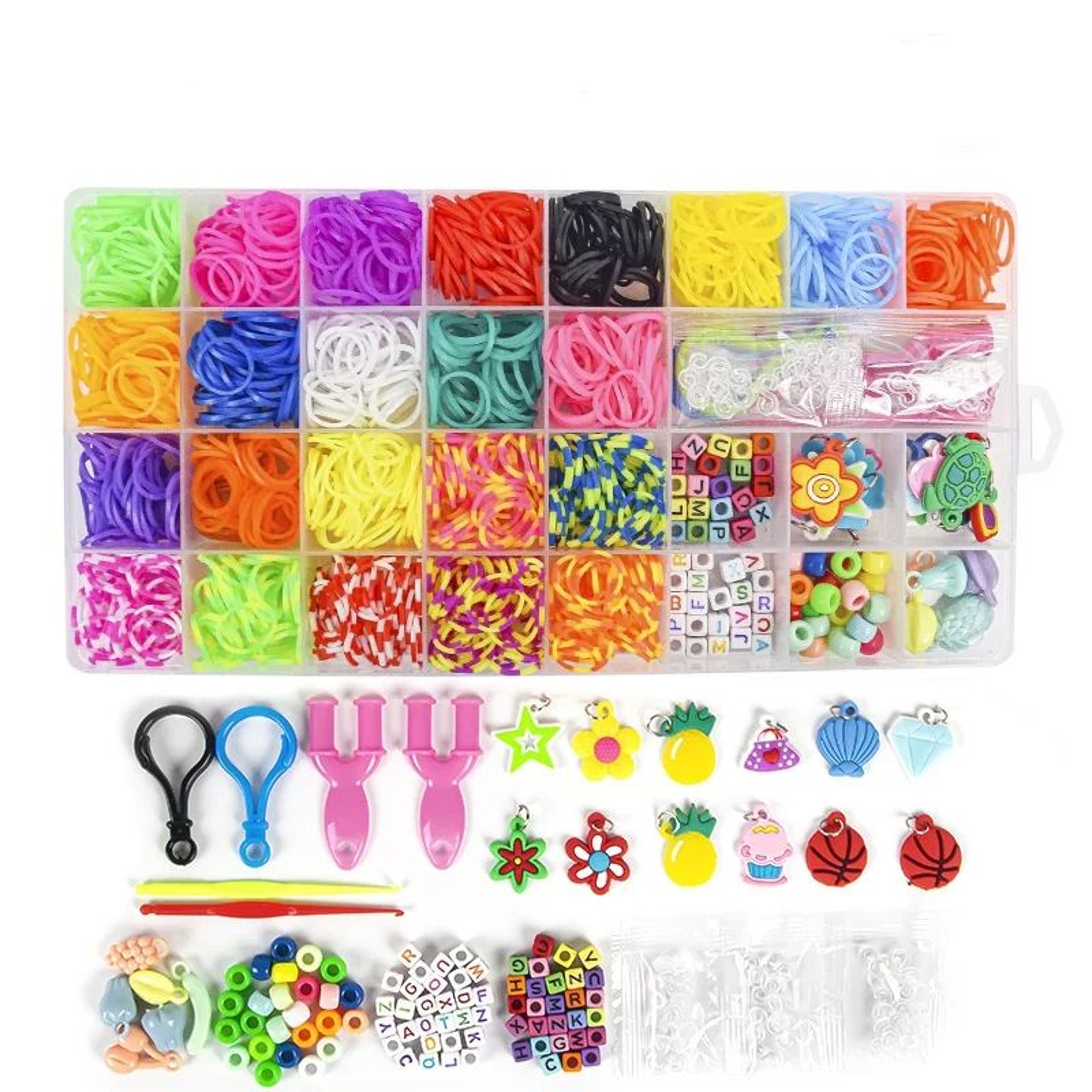 Creative Loom Bracelet Making Kit With Colorful Rubber Bands And Organizer 12