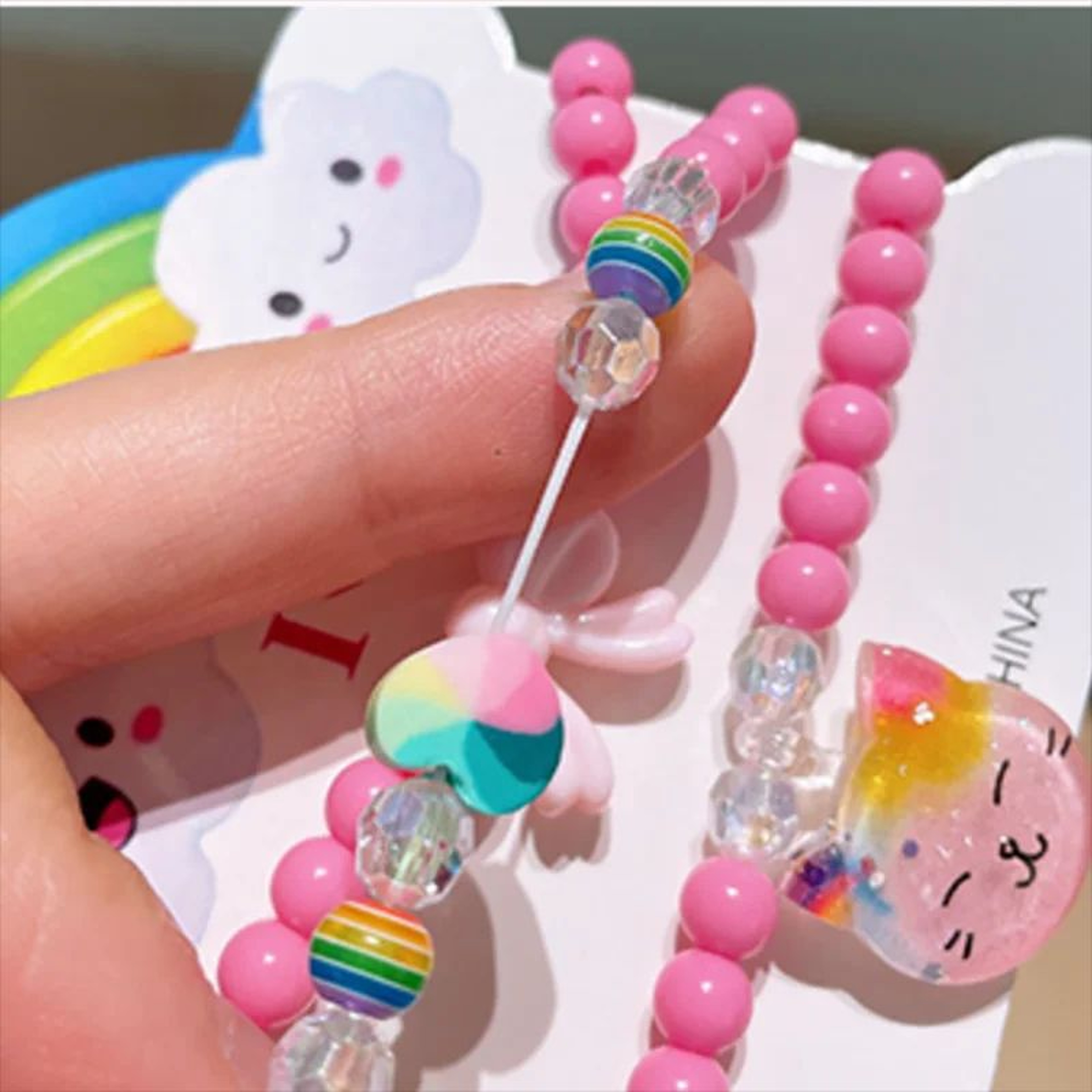 3Piece Colorful Resin Charm Bracelet Set For Girls 5