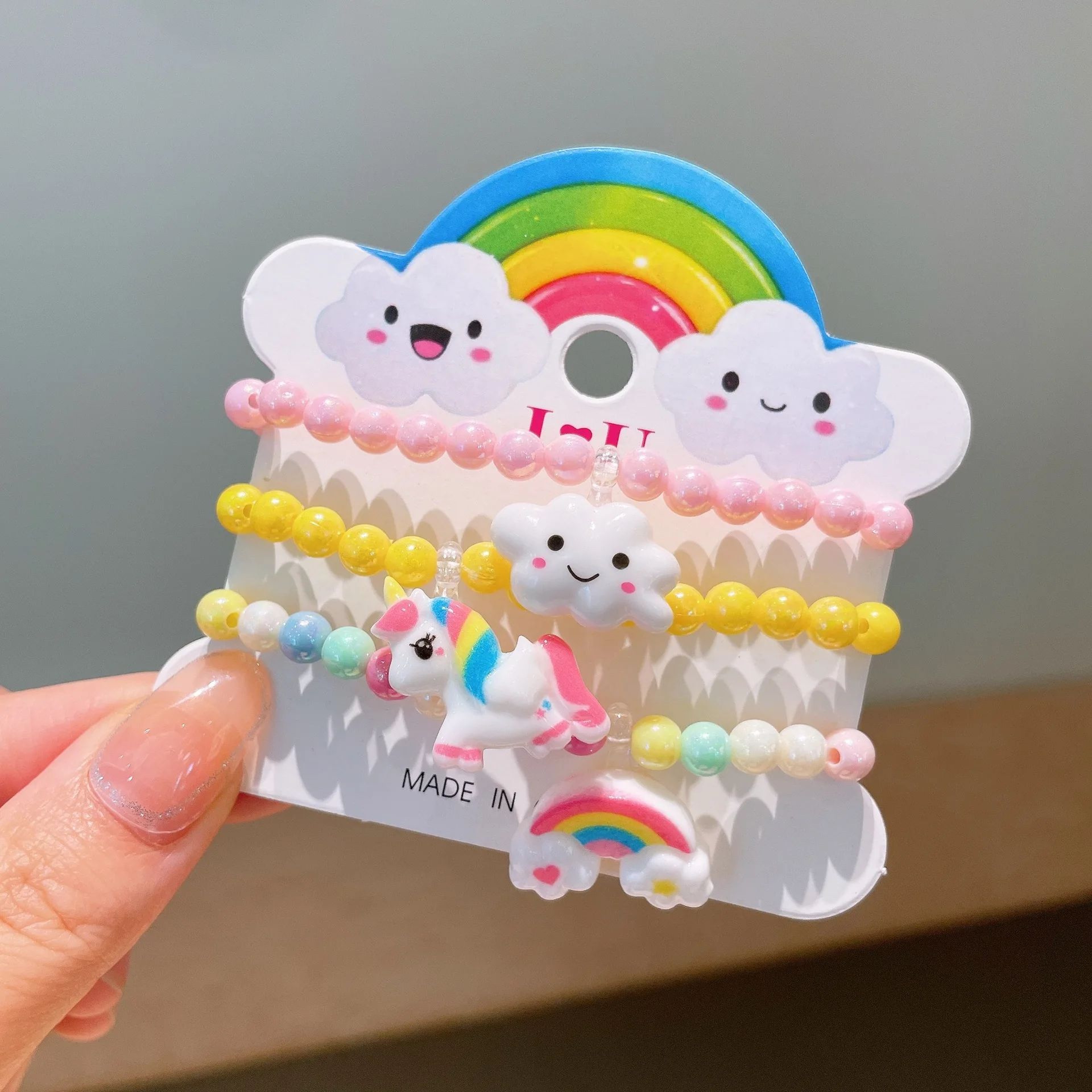 3Piece Colorful Resin Charm Bracelet Set For Girls 6