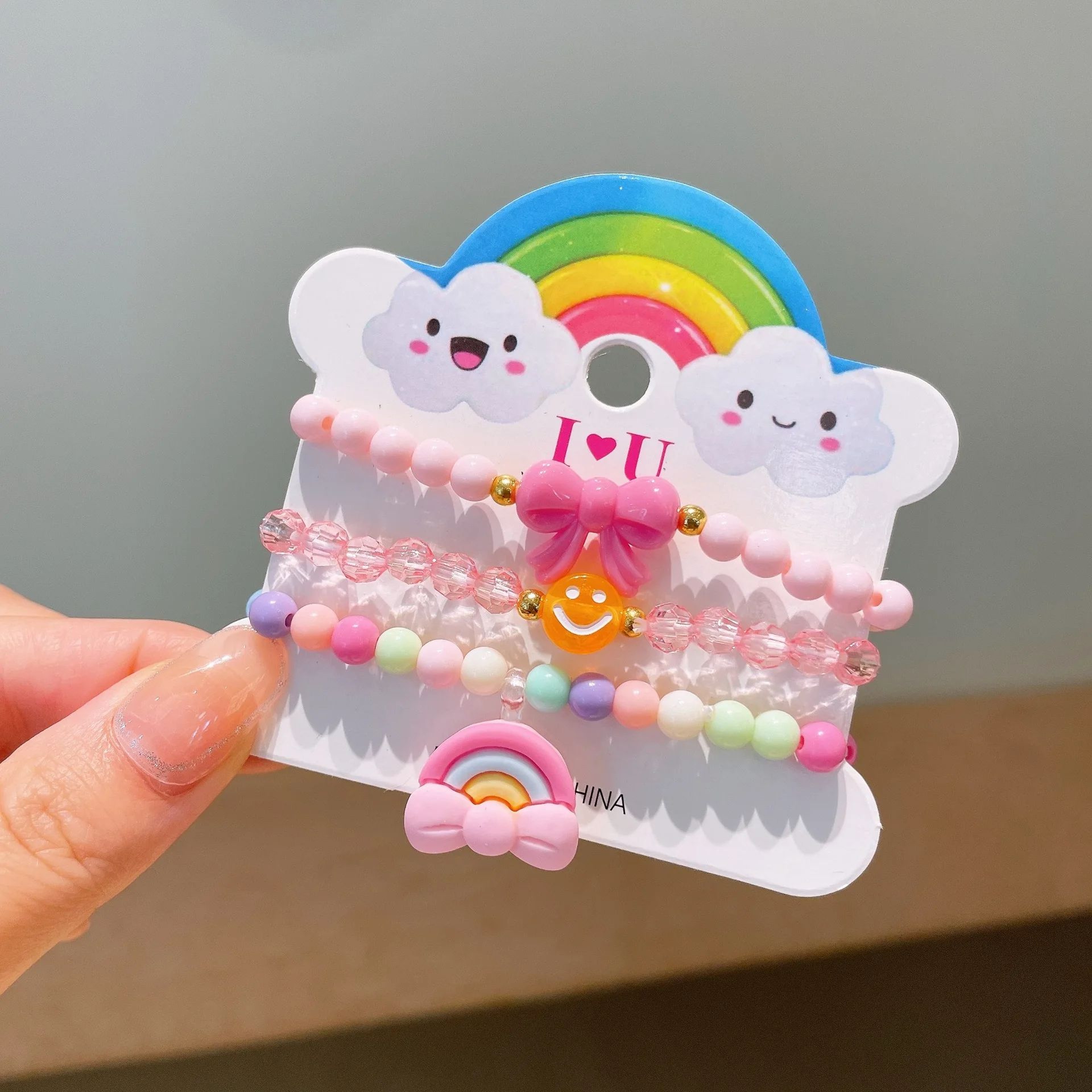 3Piece Colorful Resin Charm Bracelet Set For Girls 7