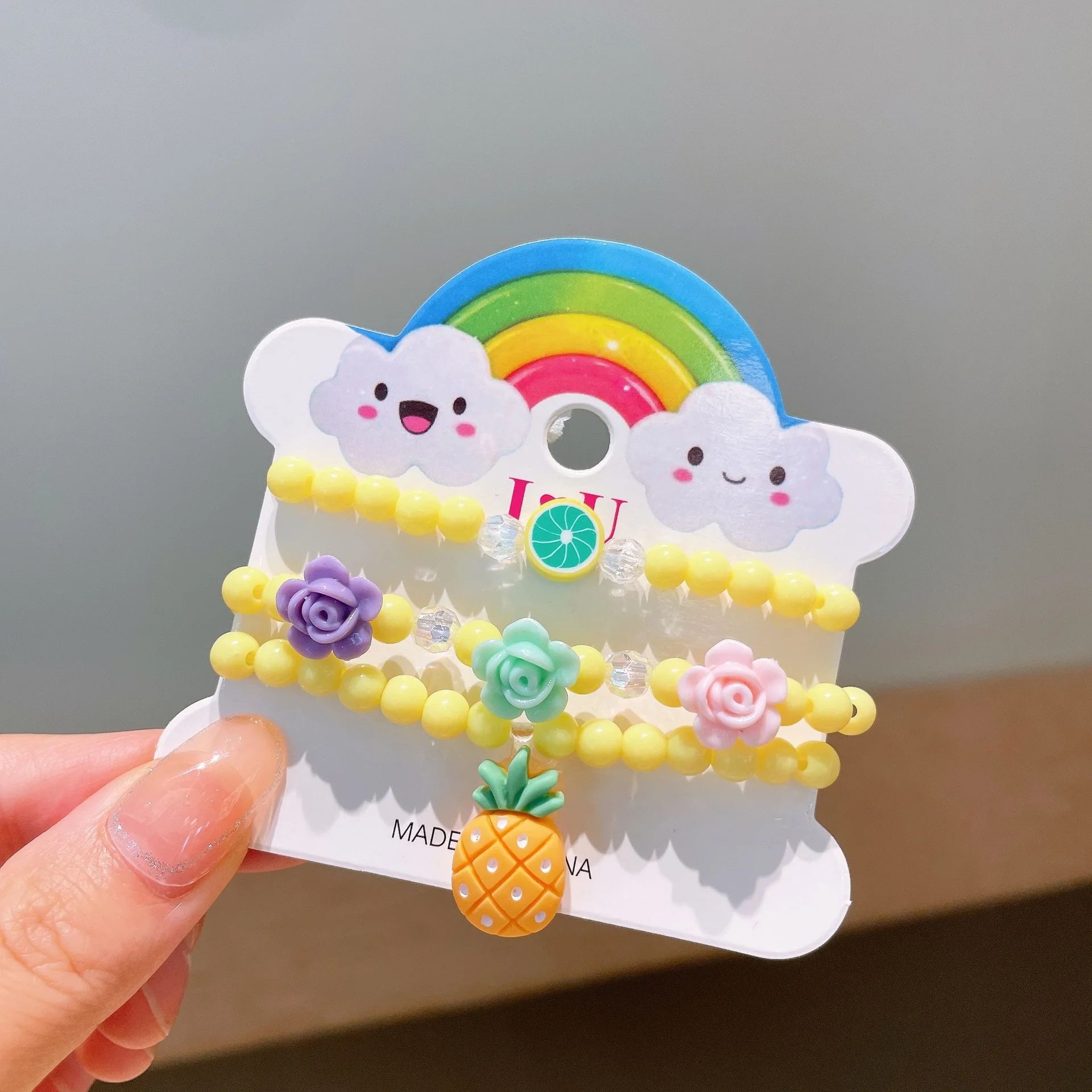 3Piece Colorful Resin Charm Bracelet Set For Girls 14