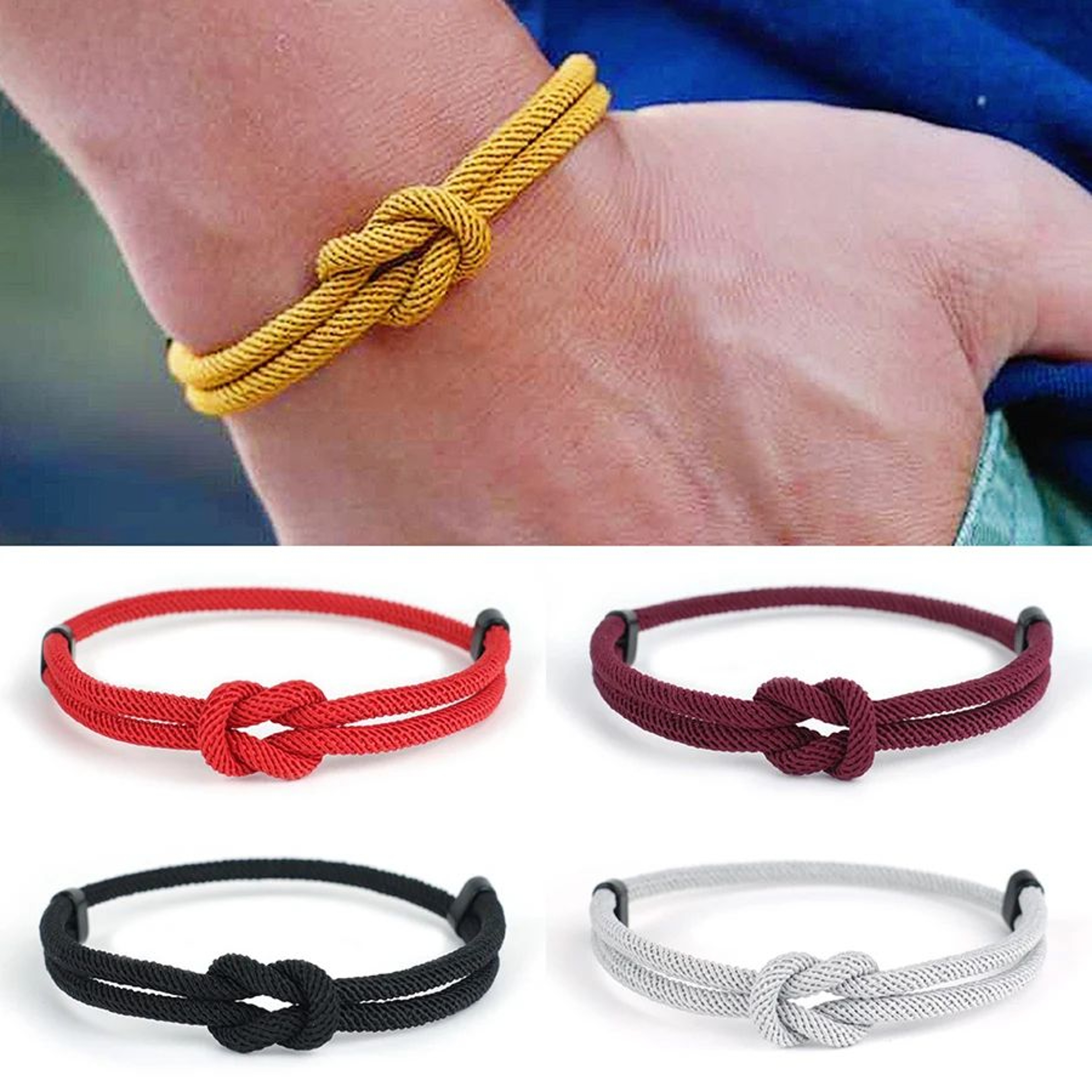Adjustable 4mm Rope Bracelet For Men Lucky Thread Casual Wristband 0