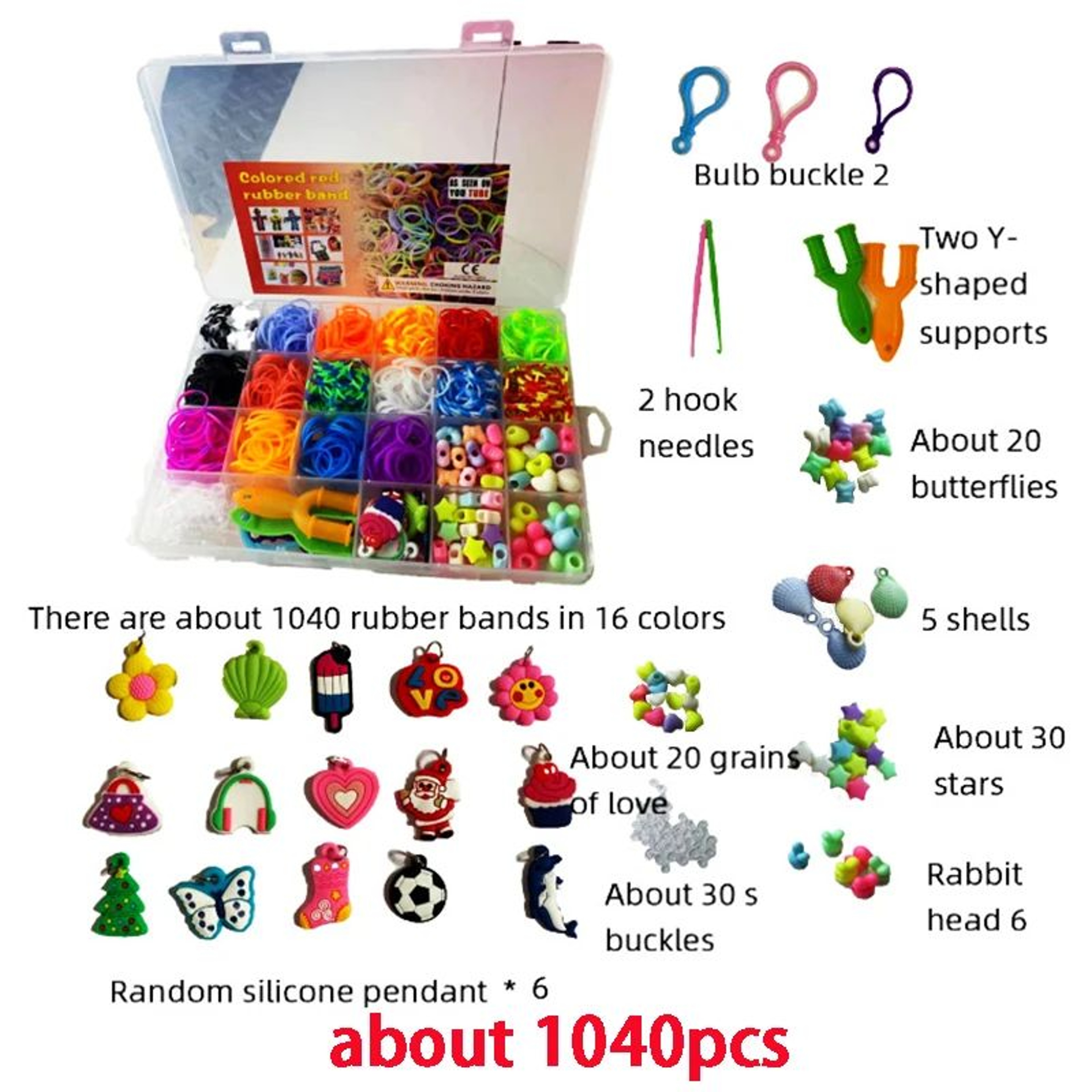 6001500PCS Colorful Loom Bands Bracelet Making Kit For Kids 7
