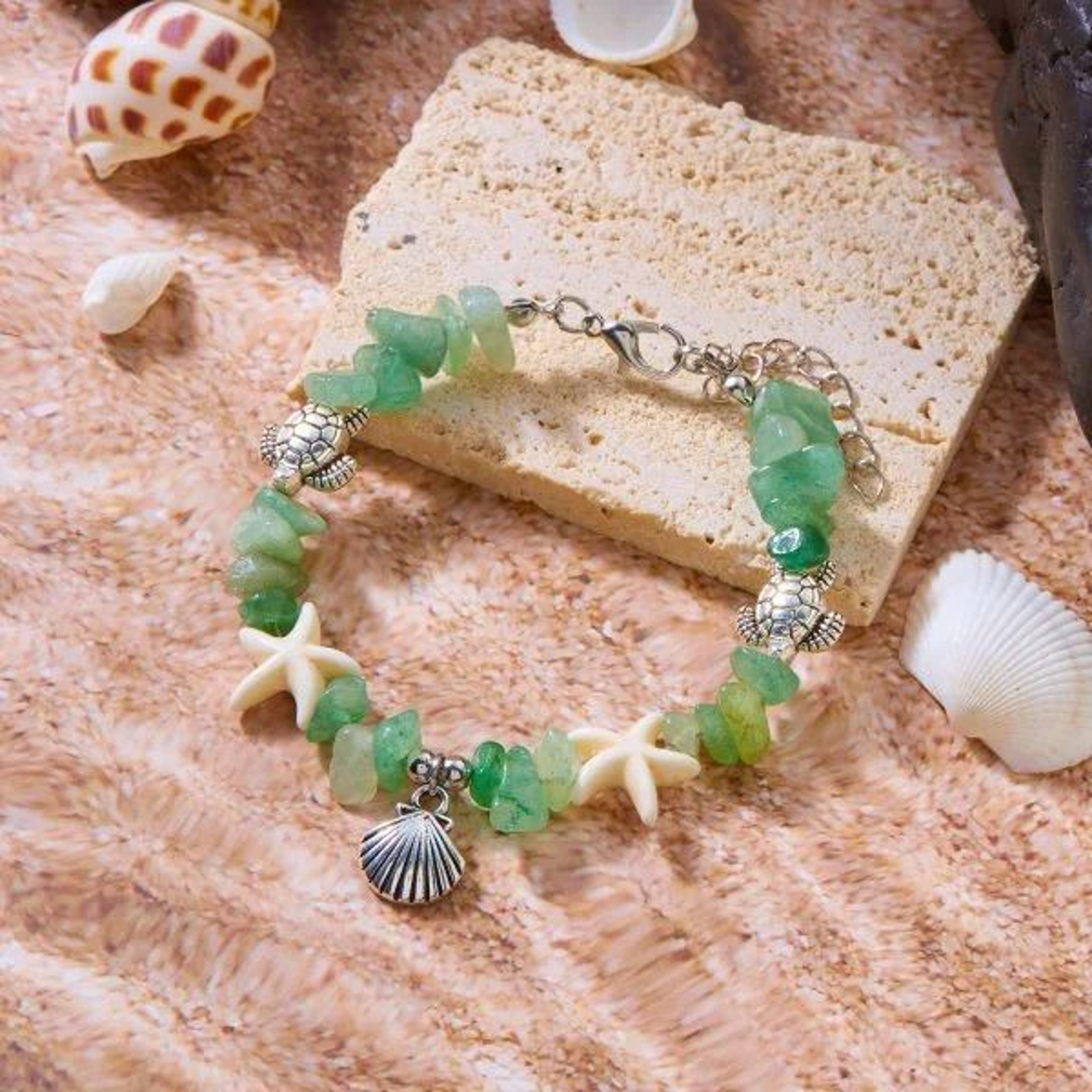 Boho Shell Starfish Turtle Woven Beach Bracelet 7