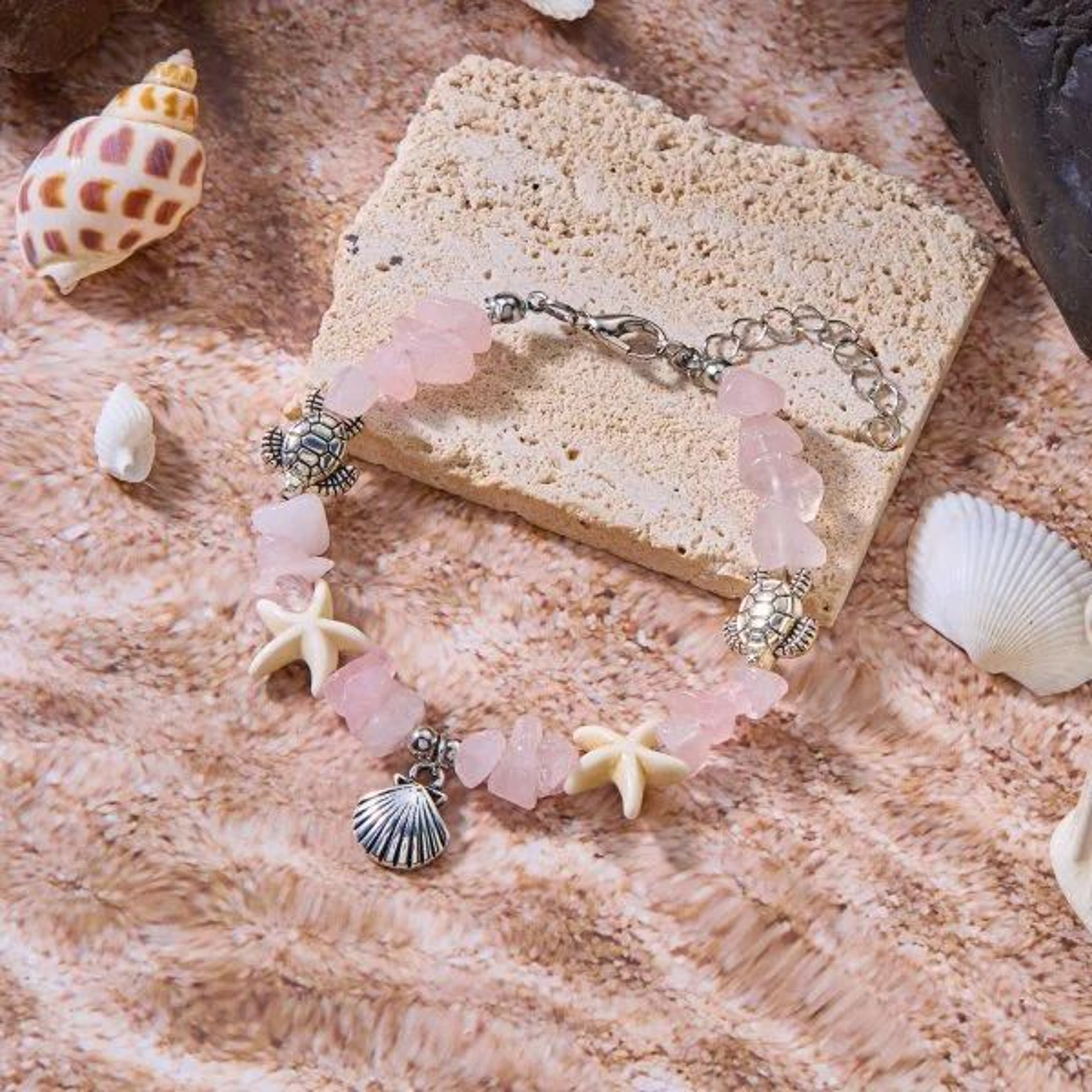 Boho Shell Starfish Turtle Woven Beach Bracelet 13
