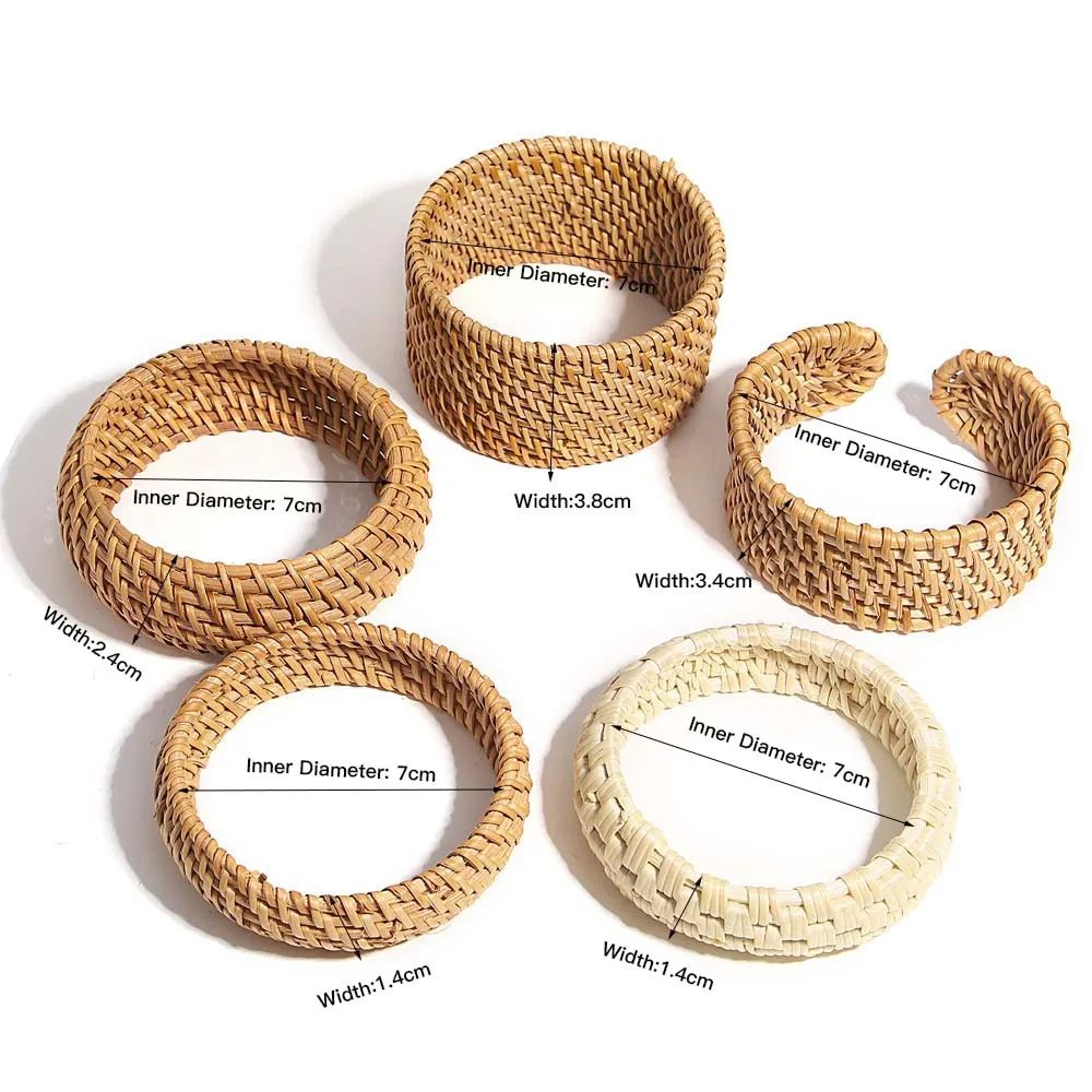 Handmade Woven Rattan Bracelet Chunky Boho Beach Bangle 5