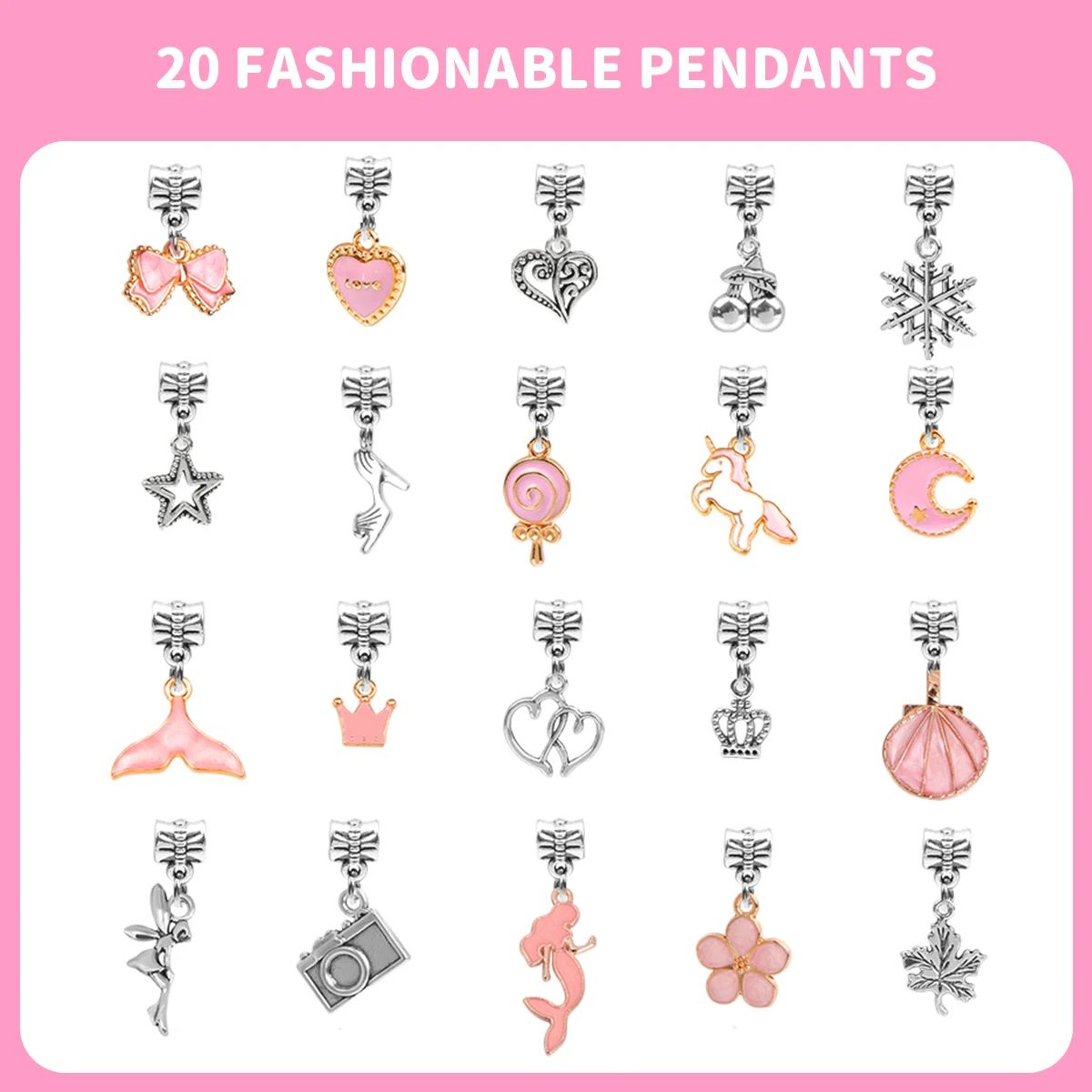 66PCS DIY Charm Bracelet And Necklace Jewelry Making Kit For Girls 3