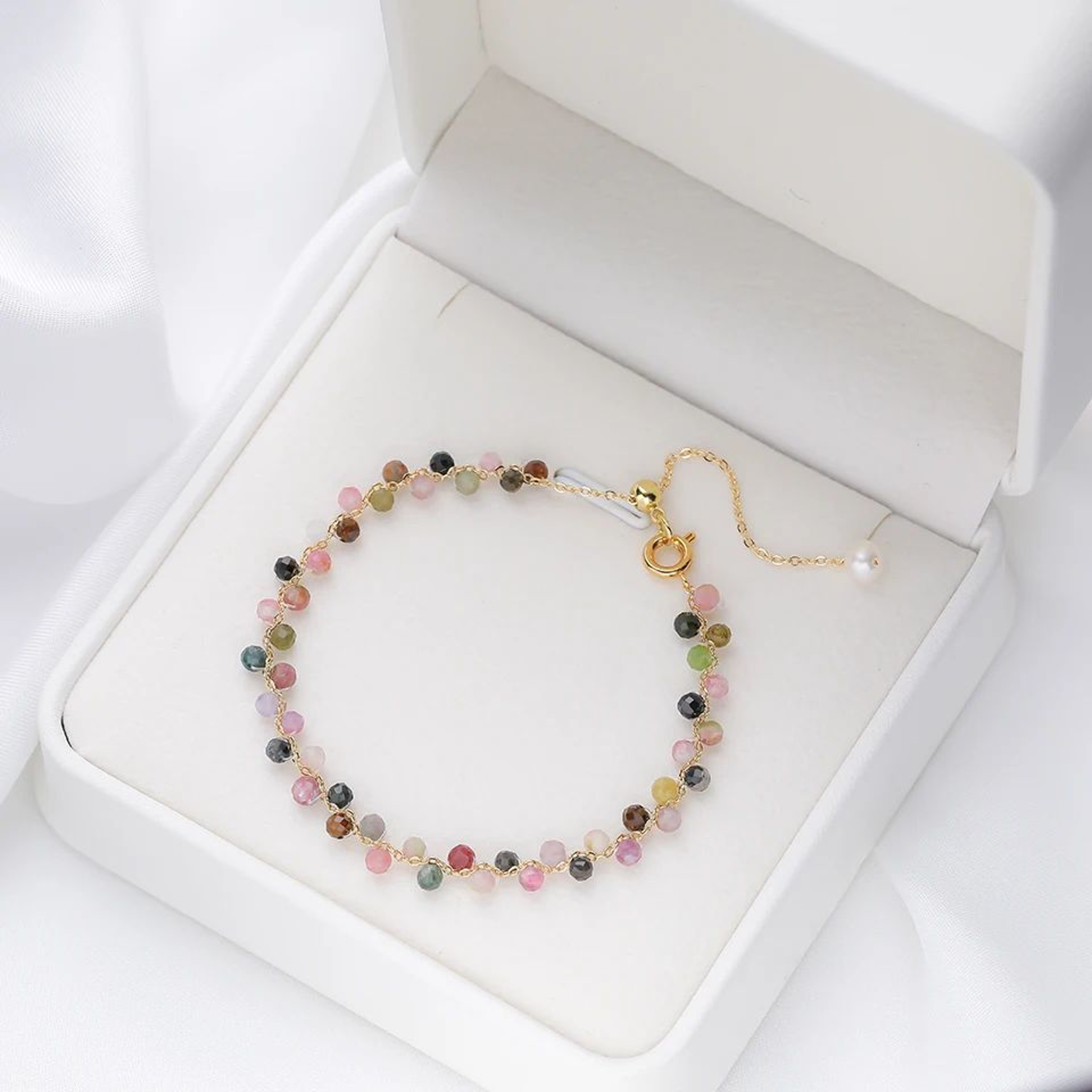 3MM Natural Stone Tourmaline Beaded Bracelet For Women 7