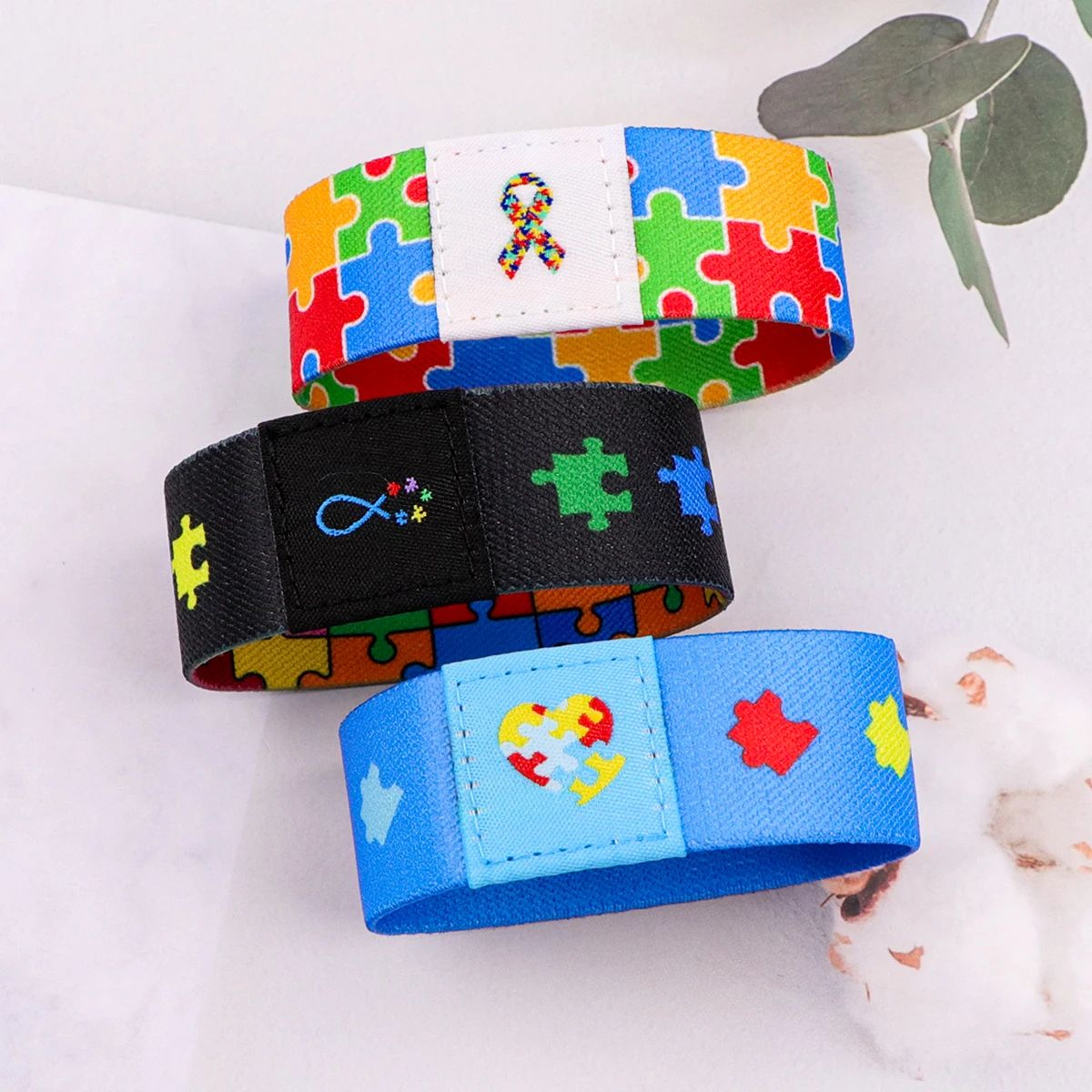 Colorful Autism Awareness Puzzle Stretch Bracelet 3