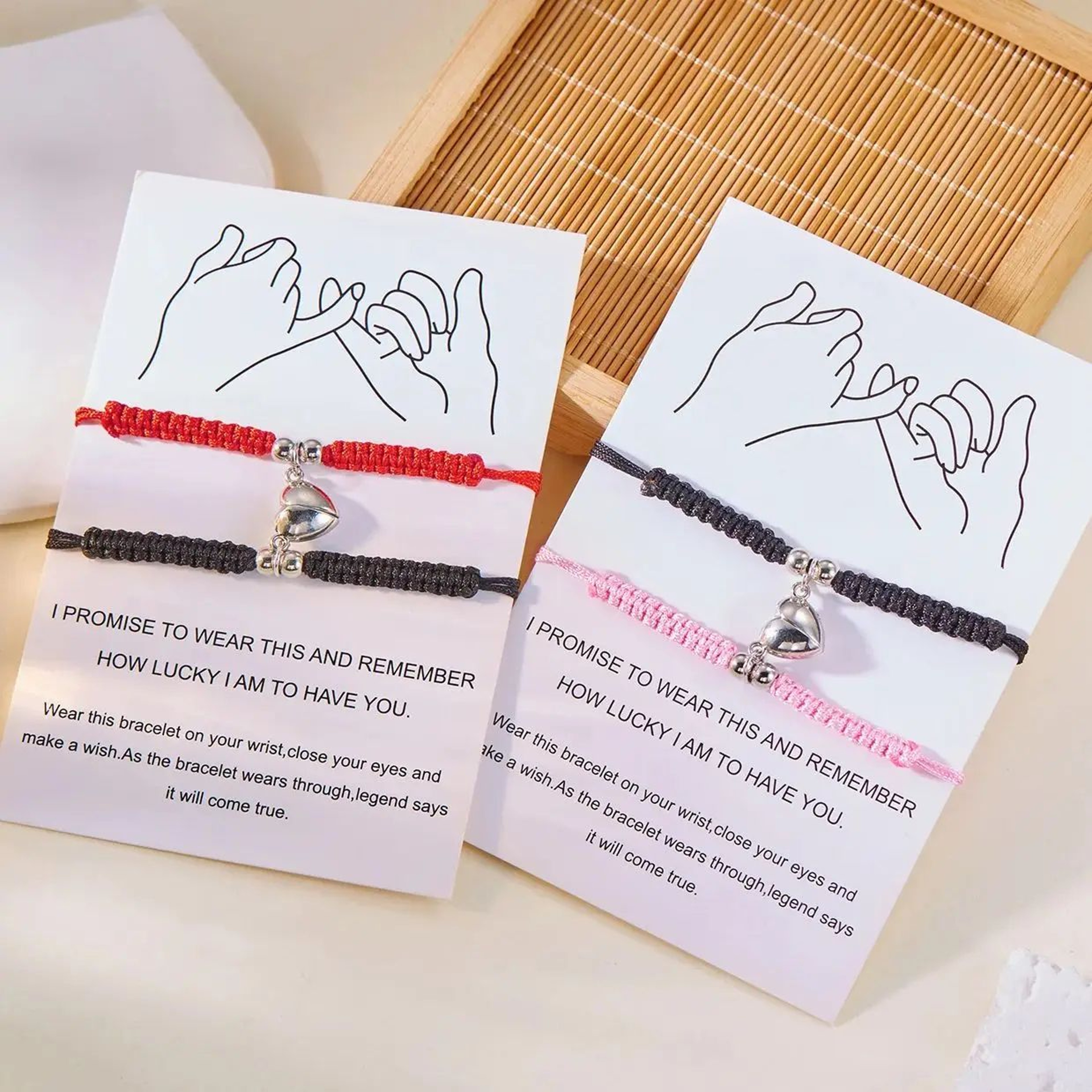 2 PCS Red Rope Magnetic Heart Couple Bracelets 1