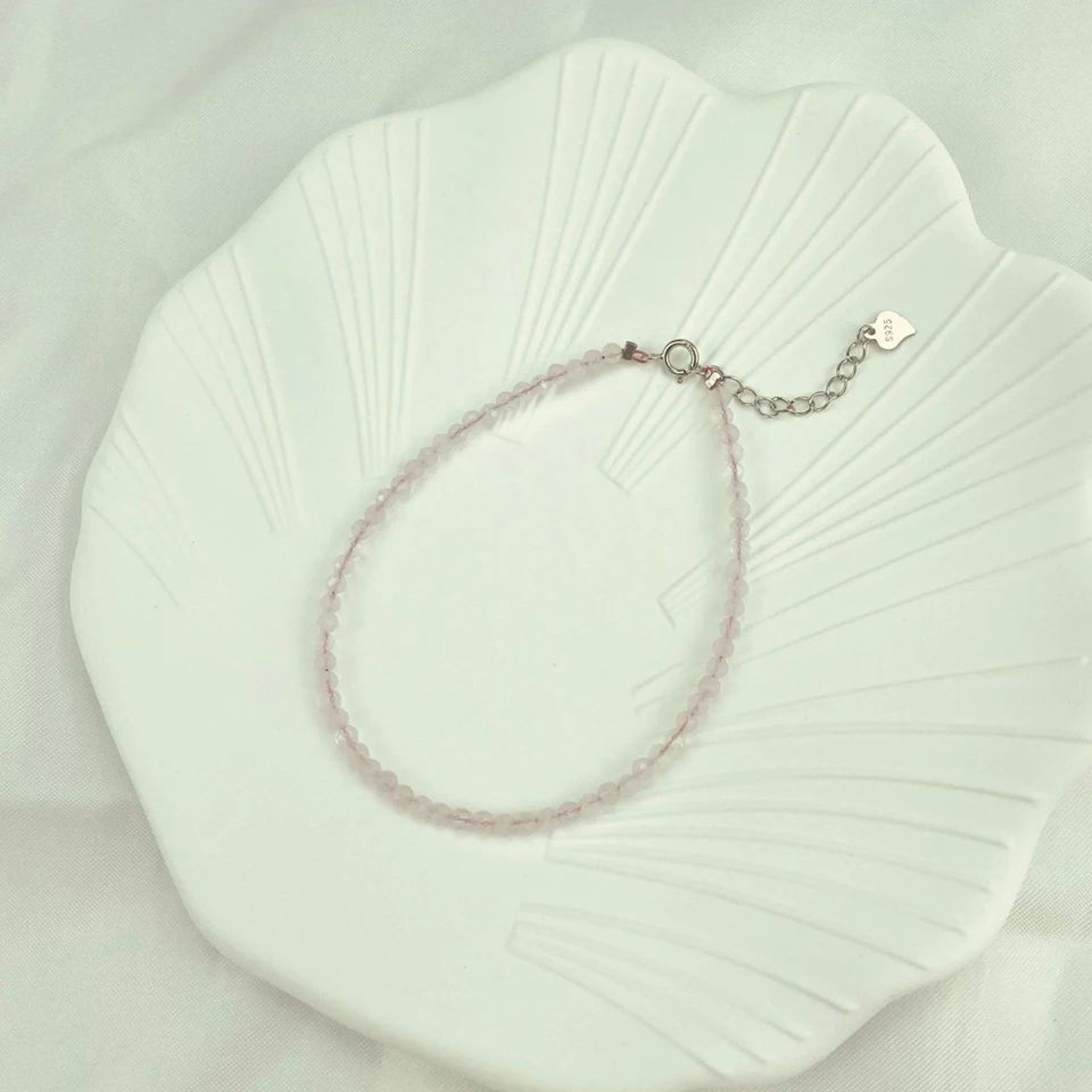 Dainty 2MM Natural Stone Beaded Bracelet With 925 Sterling Silver 0
